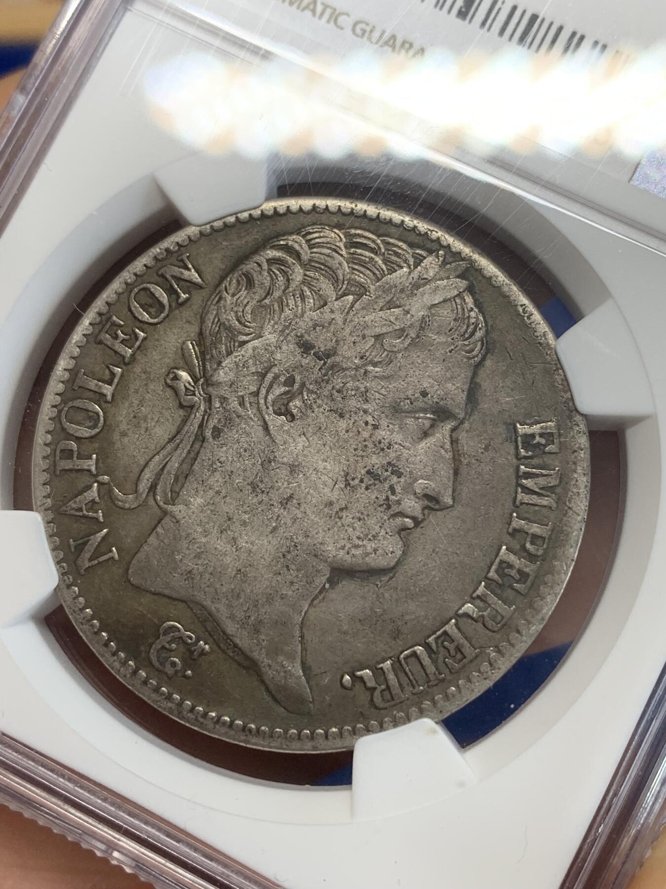 《竞宝斋》第270场- 周日，周一，周二  3场连拍 （全场包邮） NGC XF40 法国1811拿破仑一世5法郎银币