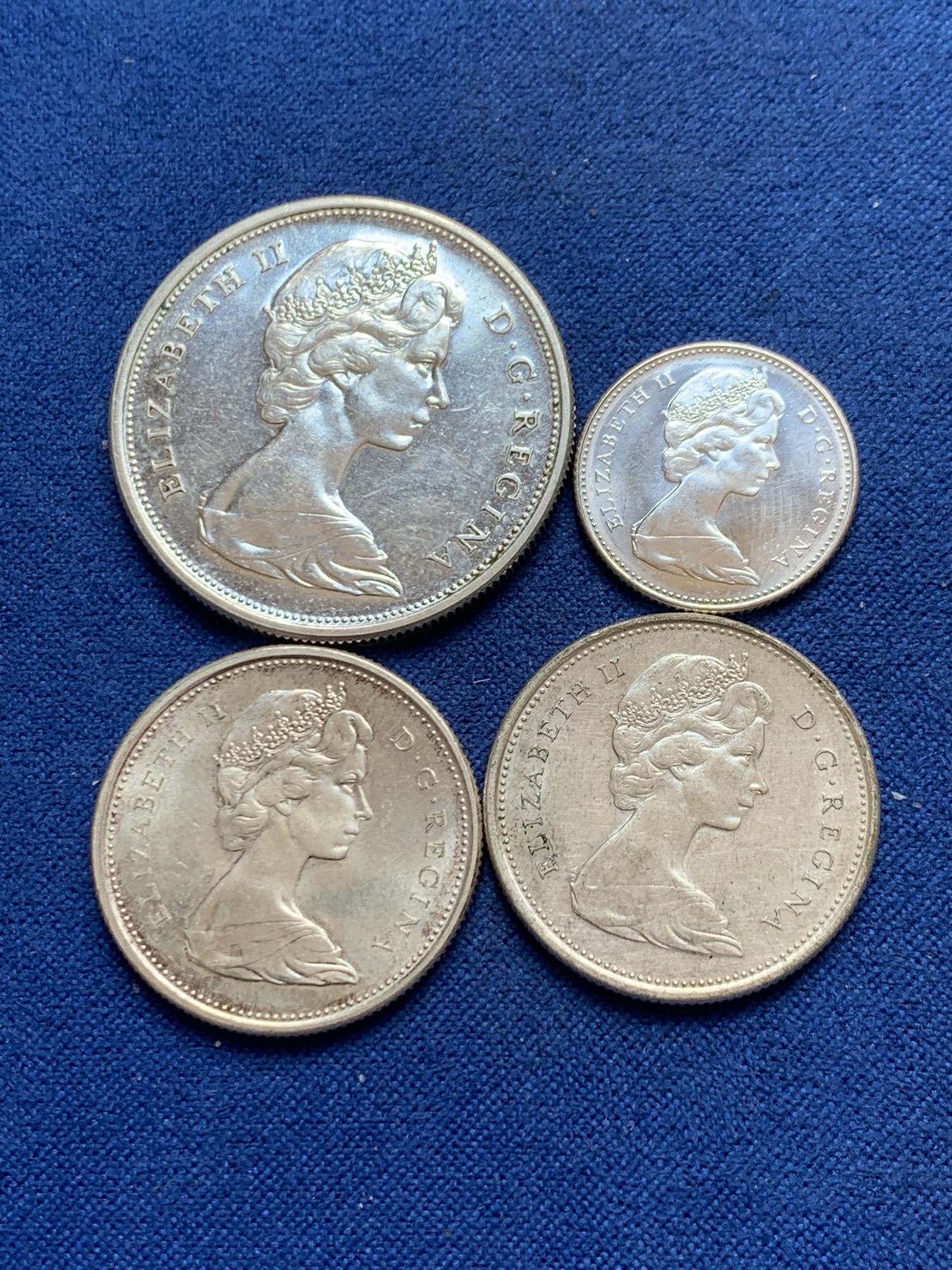 《竞宝斋》第270场- 周日，周一，周二  3场连拍 （全场包邮） 4枚一组 加拿大伊丽莎白二世50、25、25、10分银币