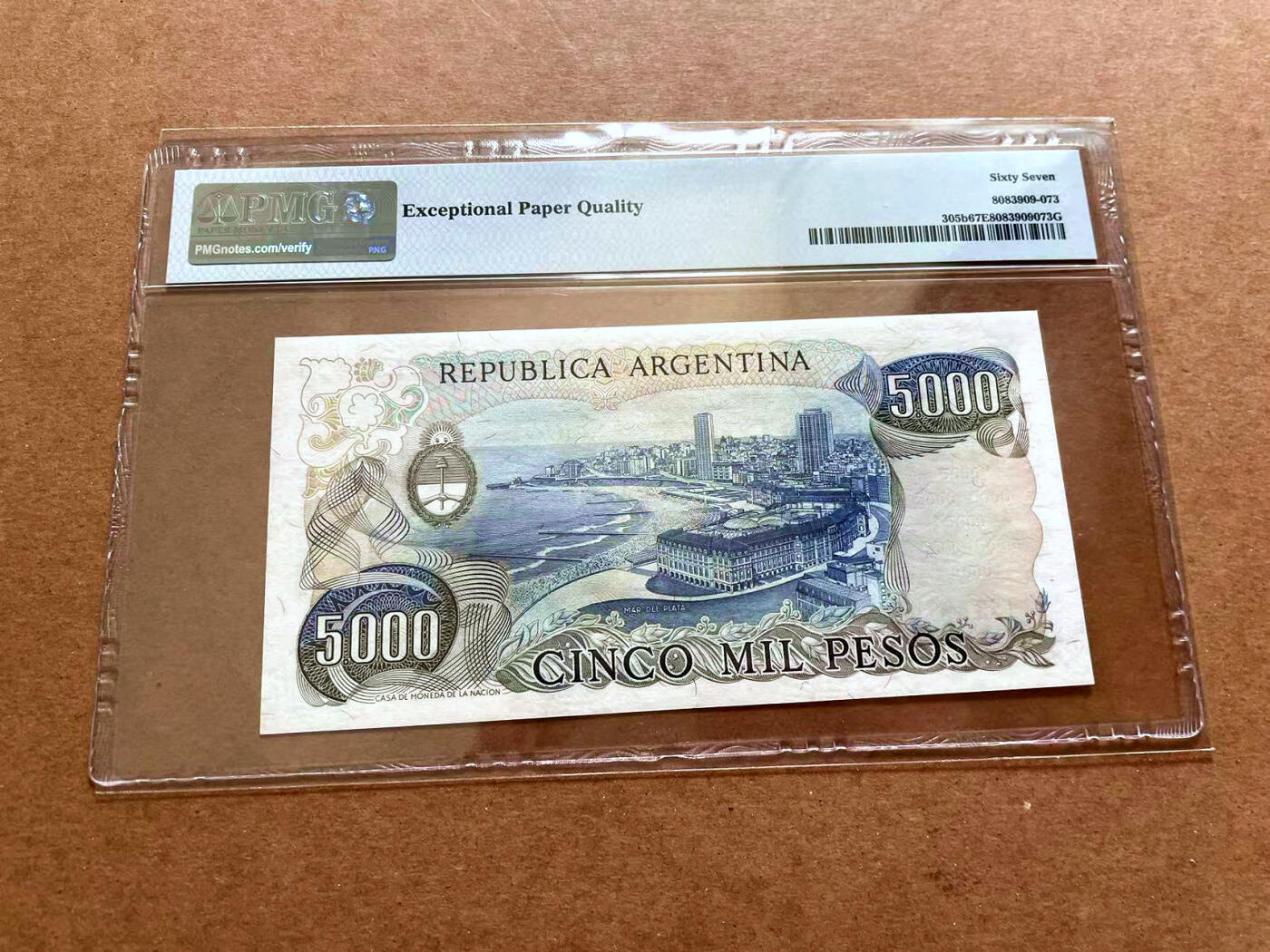 【Blue Auction】✨世界纸币精拍第479期【精】 阿根廷 1979-83年5000比索  PMG67EPQ 高分