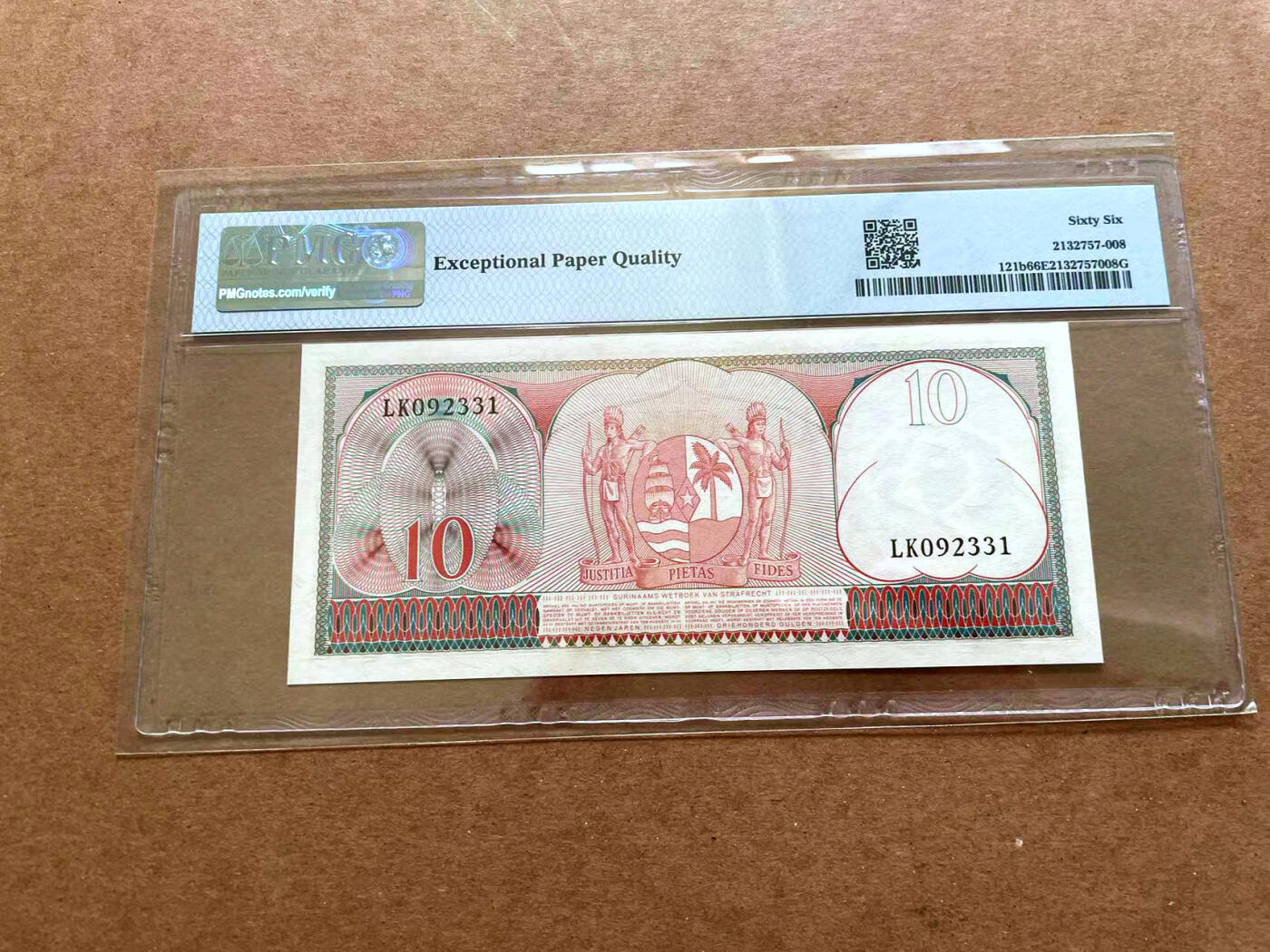 【Blue Auction】✨世界纸币精拍第479期【精】 【无47】苏里南 1963年10盾  PMG66EPQ  