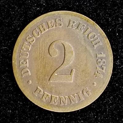巴斯克收藏第268期 散币专场 5月28/29/30号三场连拍 全场包邮 - 德国 威廉一世 1874年 2芬尼