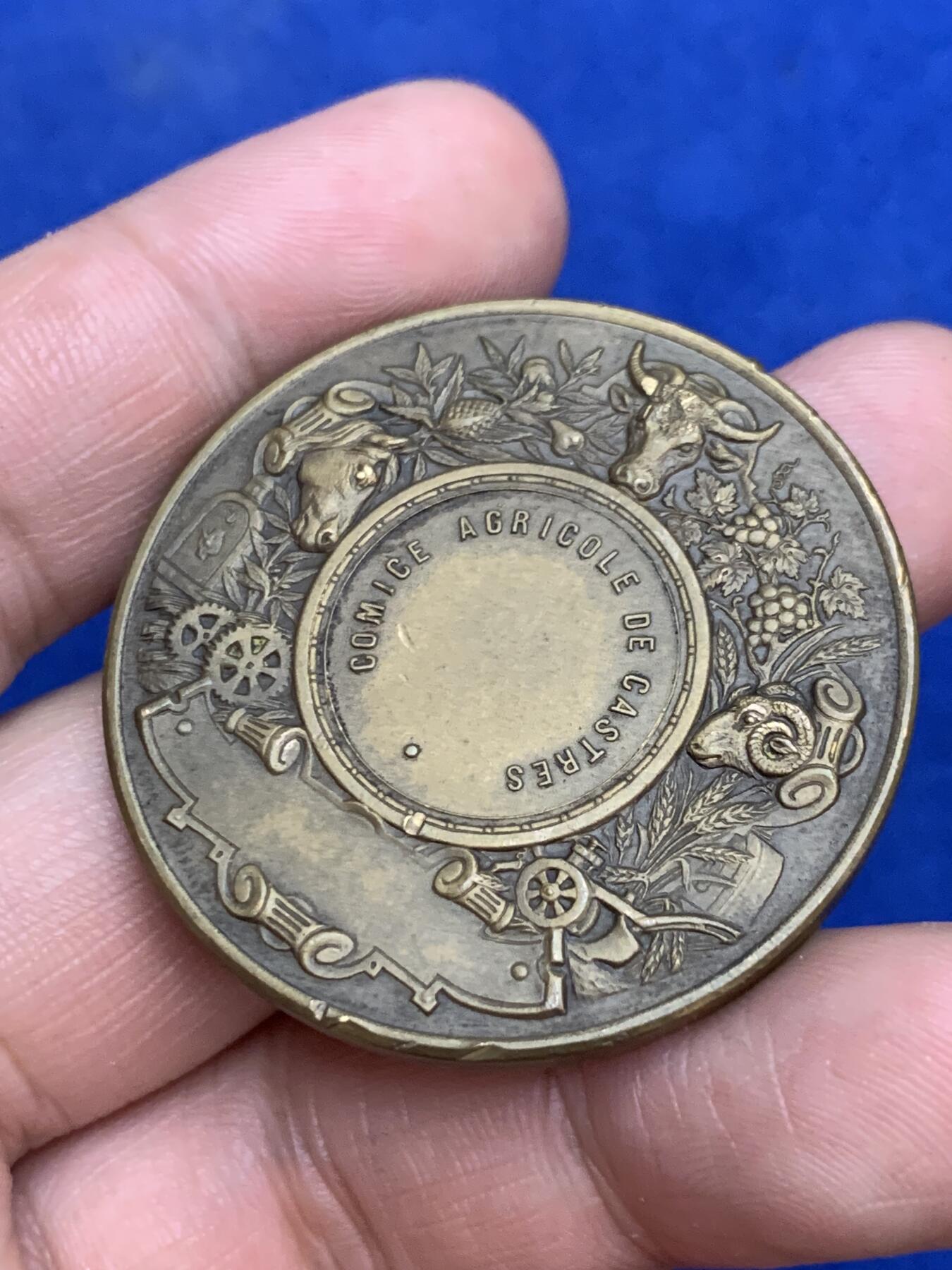 《竞宝斋》第271场-八角与章专场 周日，周一，周二  3场连拍 （全场包邮） 法国 农业 铜章 细节丰富 小天使生动 32.7克 41.8mm 三角边铭