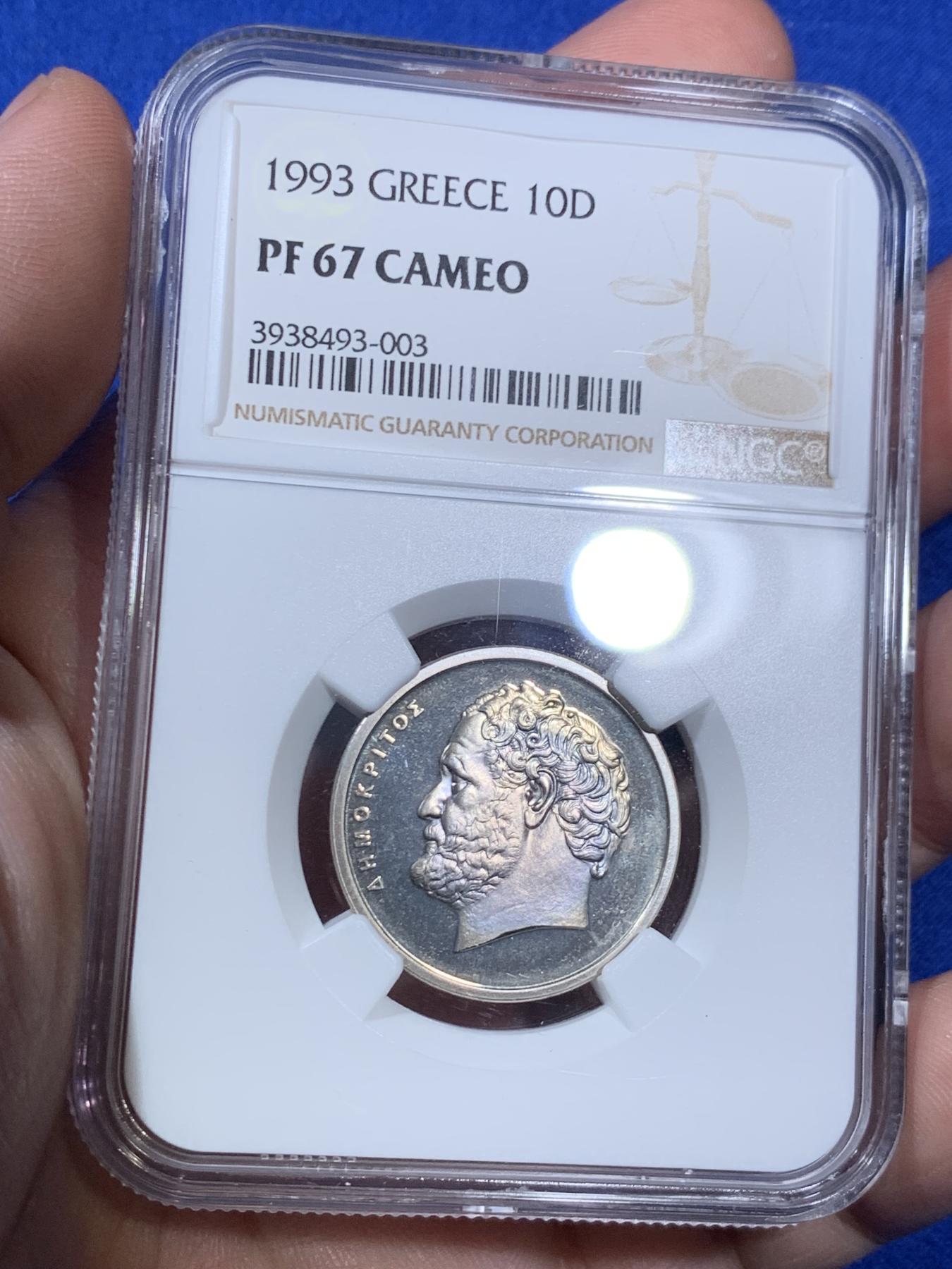 《竞宝斋》第270场- 周日，周一，周二  3场连拍 （全场包邮） 7枚一组 NGC 希腊1993年历史人物精制套币，此套是唯一精制年份，较少见，且装祯册多为养化较重，此套精选送评，高分不易。