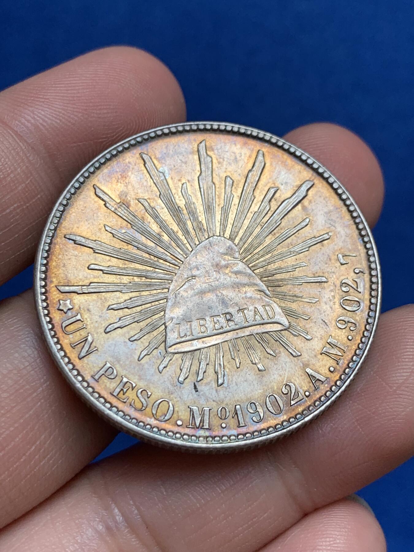 《竞宝斋》第270场- 周日，周一，周二  3场连拍 （全场包邮） 墨西哥1902直边鹰洋1比索大银币