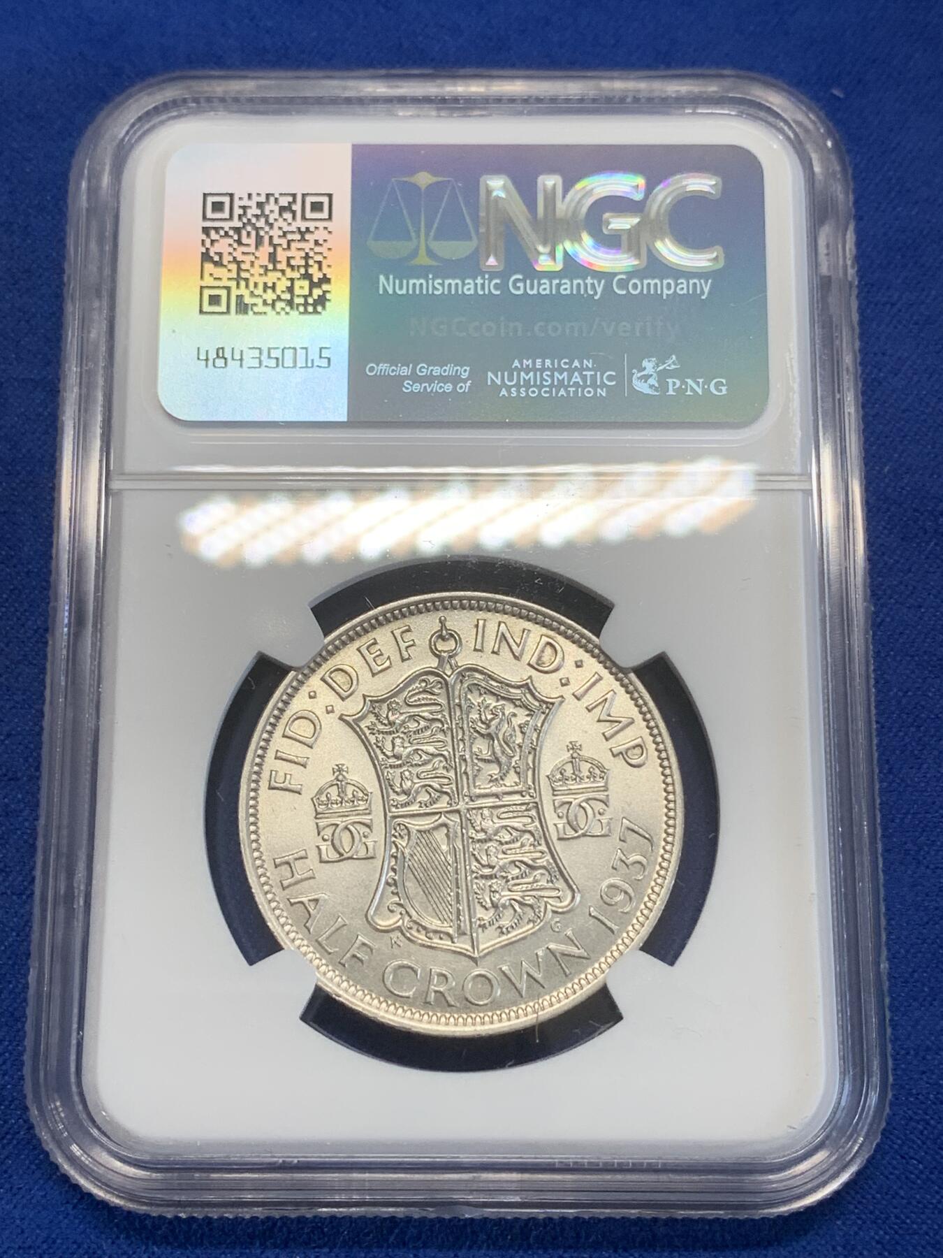 《竞宝斋》第270场- 周日，周一，周二  3场连拍 （全场包邮） NGC UNCD 英国1937年乔治六世半克朗银币