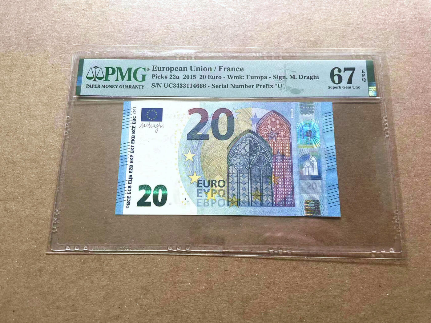 【Blue Auction】✨世界纸币精拍第479期【精】 【666豹子号】欧盟 2015年20欧元  PMG67EPQ 高分