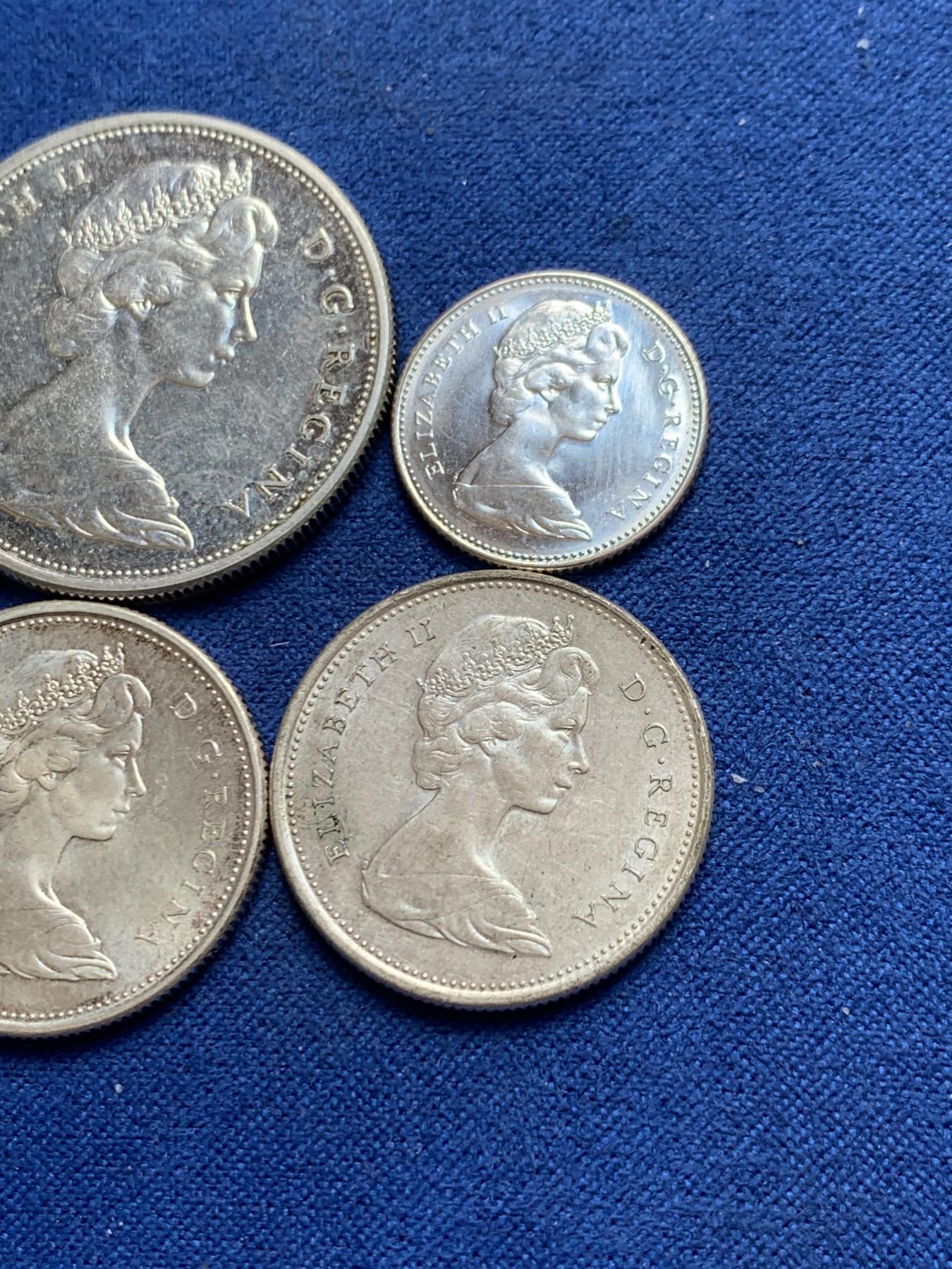 《竞宝斋》第270场- 周日，周一，周二  3场连拍 （全场包邮） 4枚一组 加拿大伊丽莎白二世50、25、25、10分银币