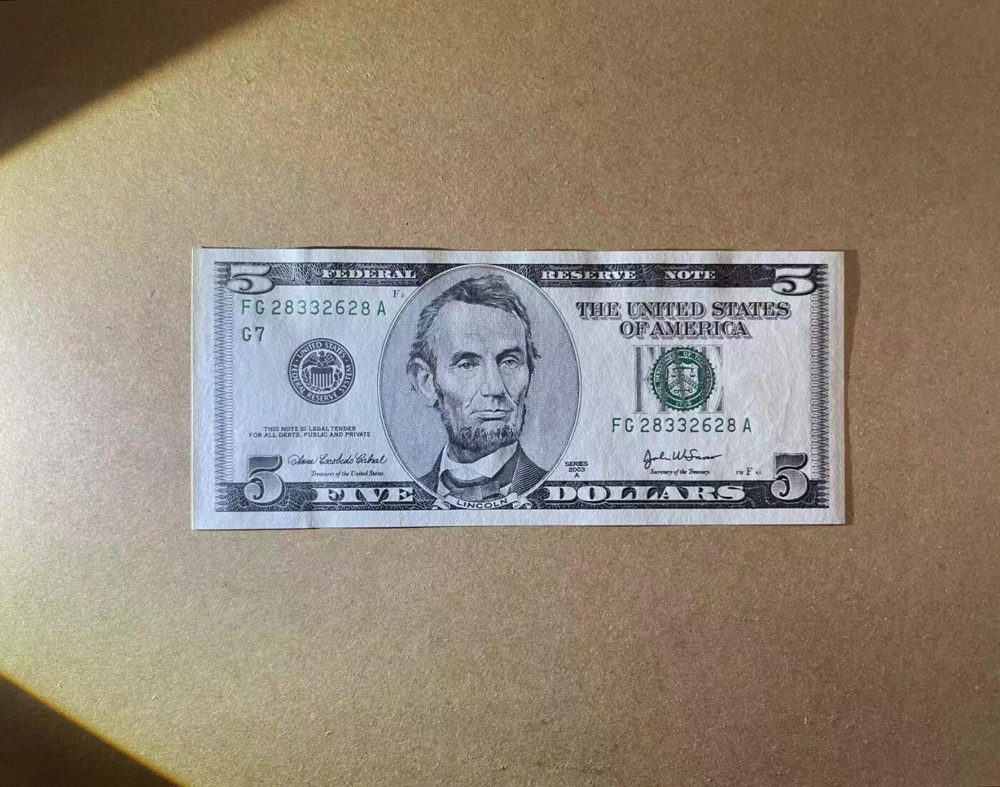 【Blue Auction】✨世界纸币精拍第479期【精】 【一组2张 无47】美国 1995/2003年大小头版5美金 全新UNC