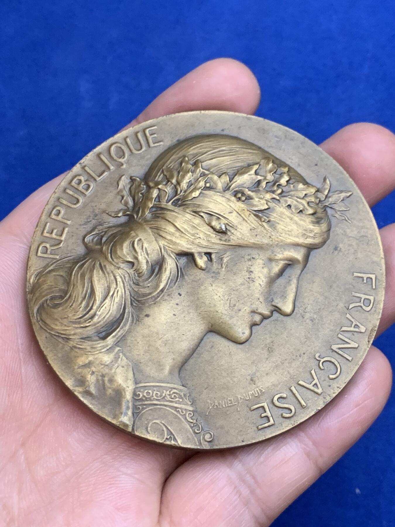 《竞宝斋》第271场-八角与章专场 周日，周一，周二  3场连拍 （全场包邮） 法国 联合商会 玛丽安娜 大铜章 153.55克 68.7mm 丰饶角边铭