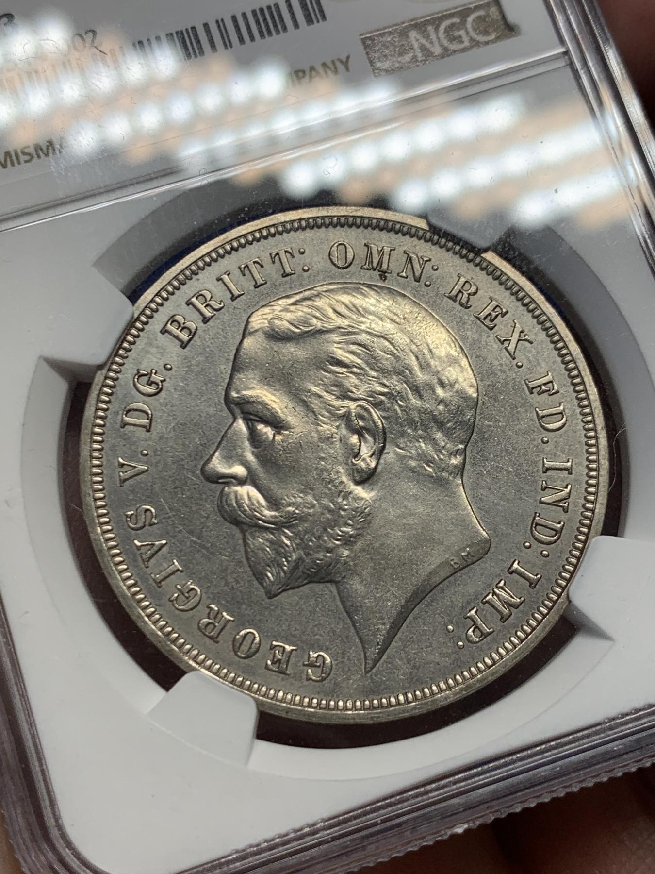 《竞宝斋》第270场- 周日，周一，周二  3场连拍 （全场包邮） NGC SP63 英国1935年木马剑克朗大银币 SP版本早期精打 比较难得