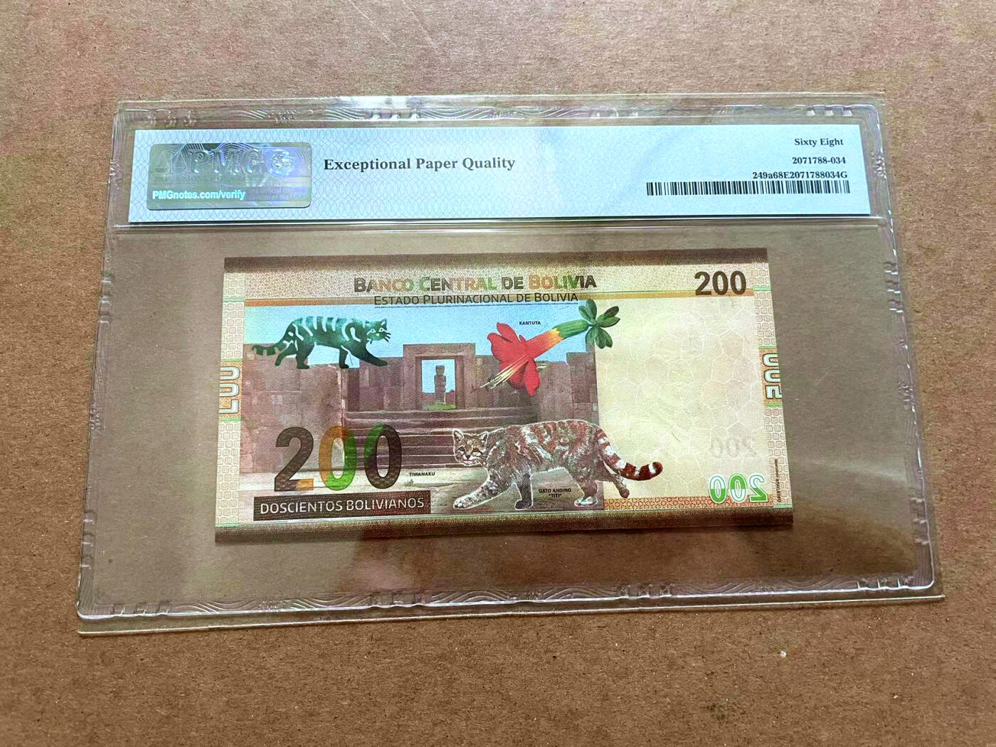 【Blue Auction】✨世界纸币精拍第479期【精】 【A冠无47】玻利维亚 1986年20玻利维亚诺 PMG68EPQ 超高分