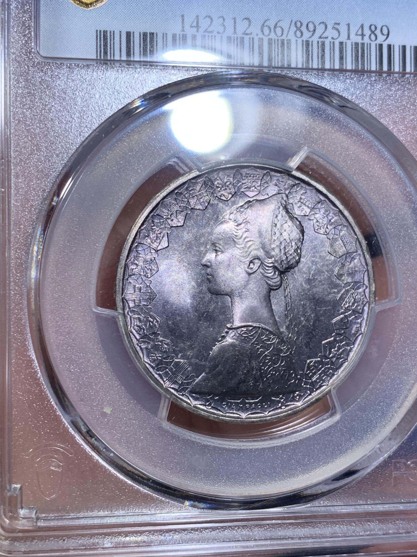 《竞宝斋》第270场- 周日，周一，周二  3场连拍 （全场包邮） PCGS MS66 意大利1970年500里拉人妻帆船银币 双面黑彩重包浆 高分好味道