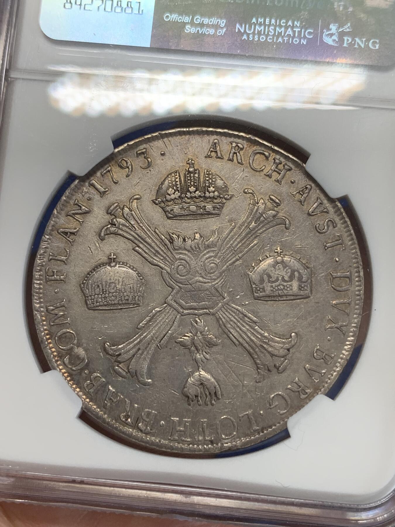 《竞宝斋》第270场- 周日，周一，周二  3场连拍 （全场包邮） NGC AUD 意大利米兰1793年弗朗茨二世1泰勒大银币