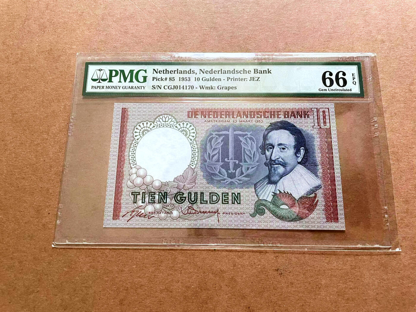 【Blue Auction】✨世界纸币精拍第479期【精】 荷兰 1953年10盾 PMG66EPQ 