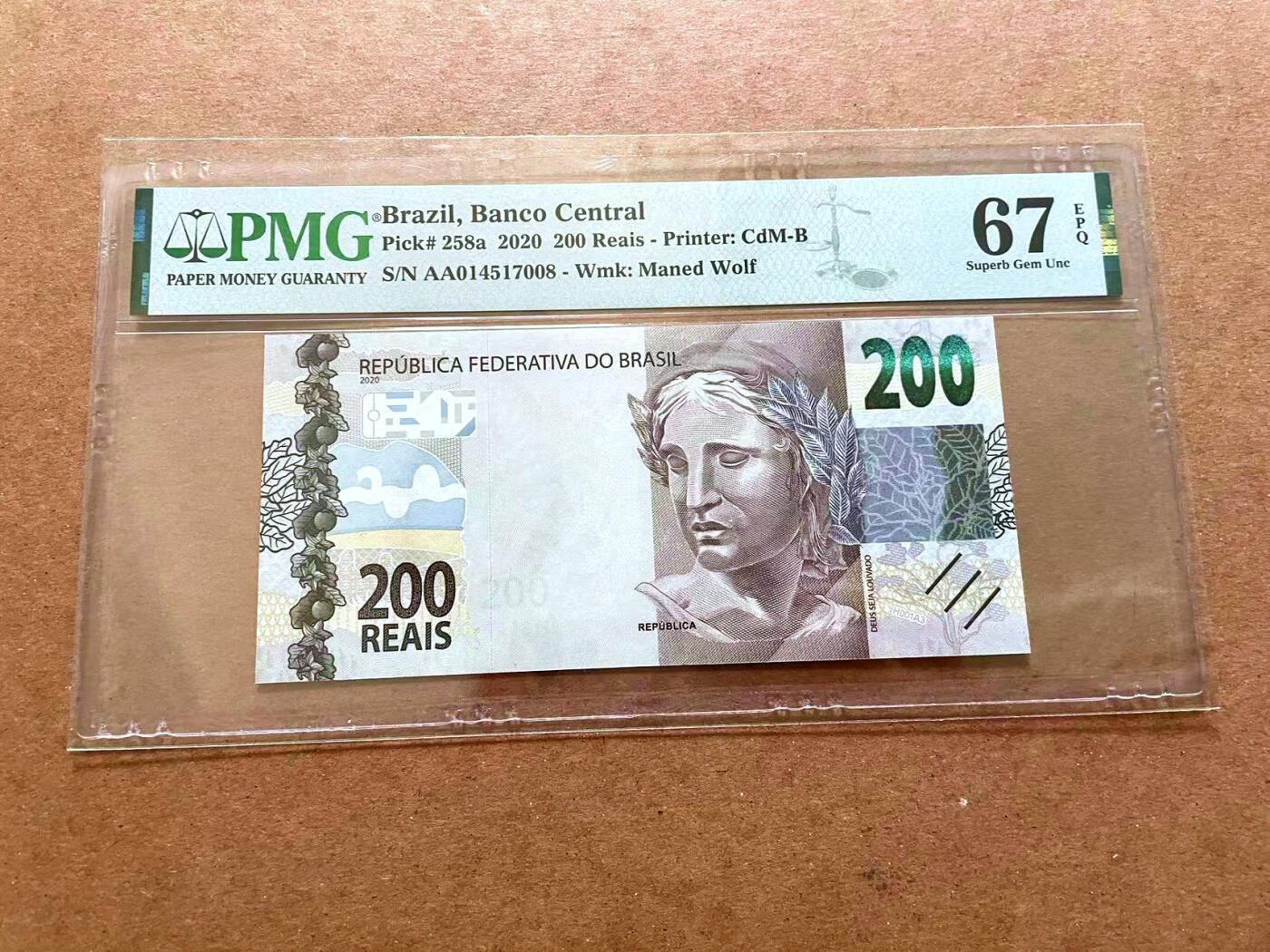 【Blue Auction】✨世界纸币精拍第479期【精】 【AA】巴西 2020年200瑞斯 PMG67EPQ 高分