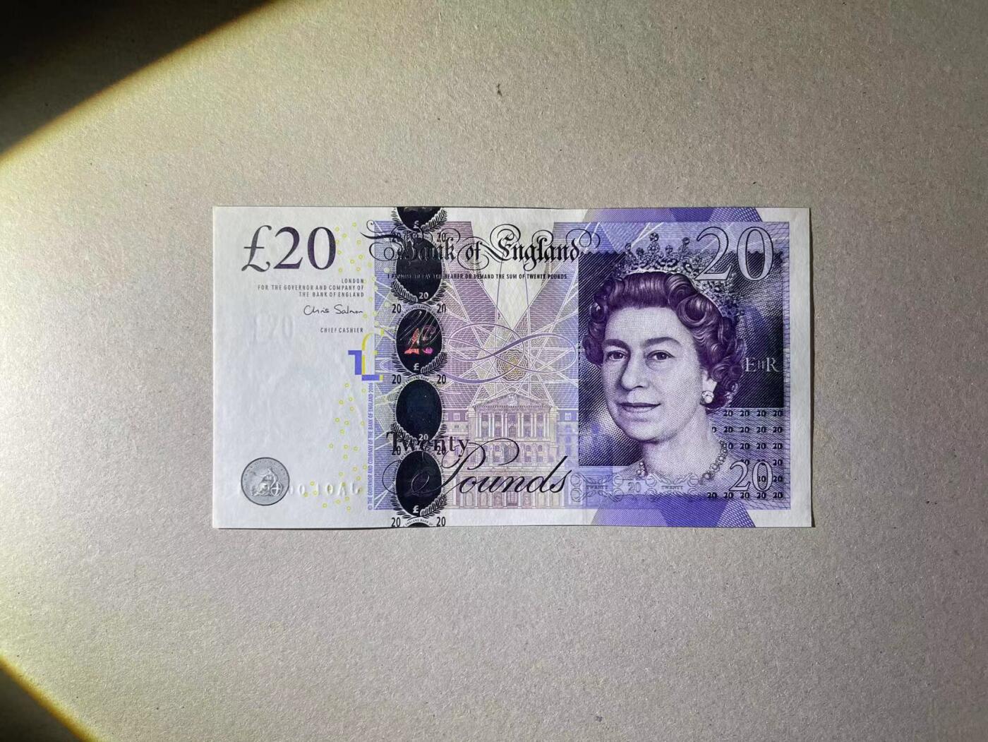 【Blue Auction】✨世界纸币精拍第479期【精】 【JA01冠 1995年份号】英国 E序列20镑 全新UNC