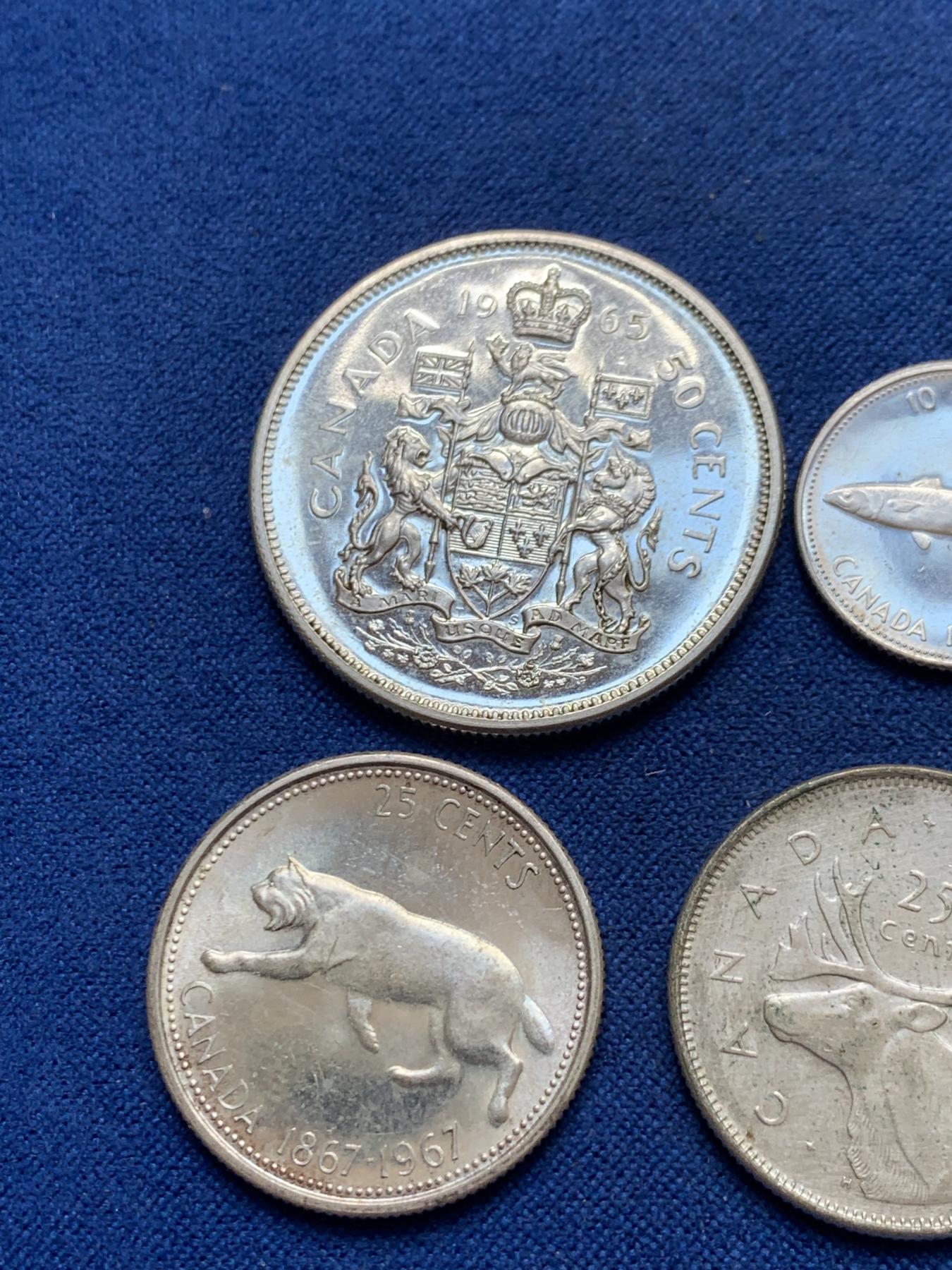 《竞宝斋》第270场- 周日，周一，周二  3场连拍 （全场包邮） 4枚一组 加拿大伊丽莎白二世50、25、25、10分银币