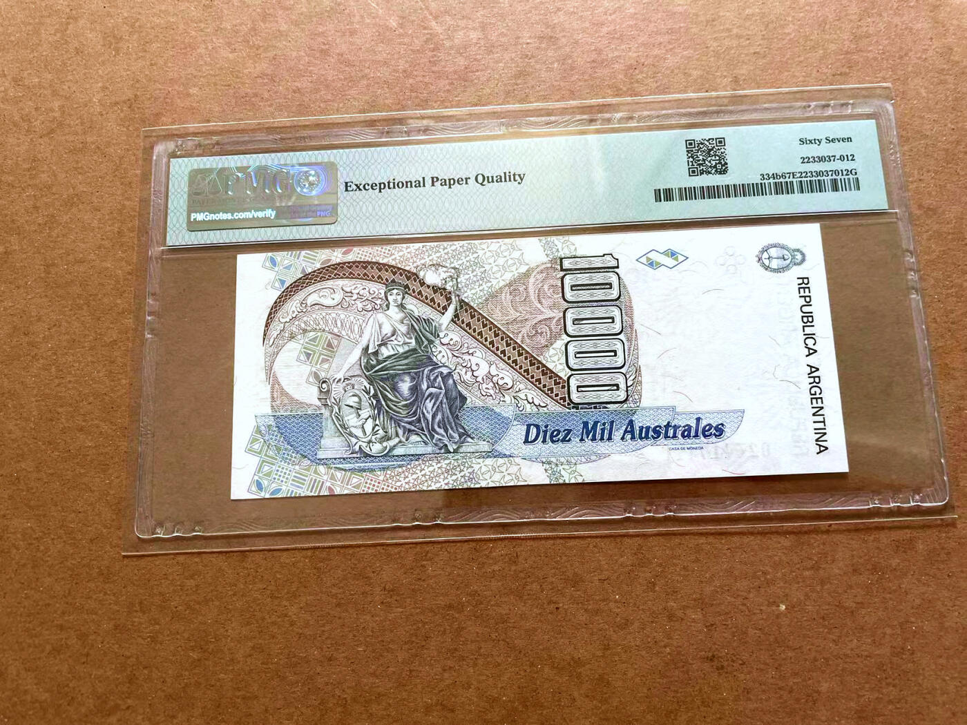 【Blue Auction】✨世界纸币精拍第479期【精】 阿根廷 1989-91年10000Australes  PMG67EPQ 高分