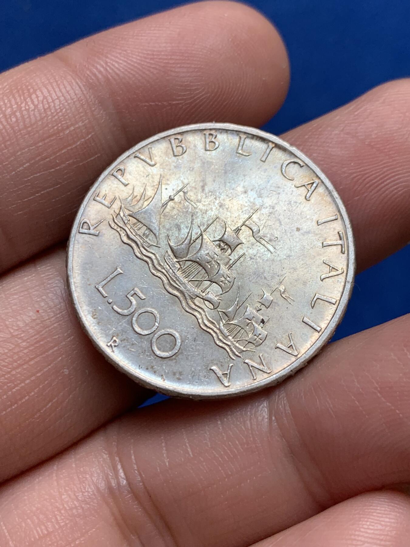 《竞宝斋》第270场- 周日，周一，周二  3场连拍 （全场包邮） 意大利1967美女帆船500里拉银币 未使用品