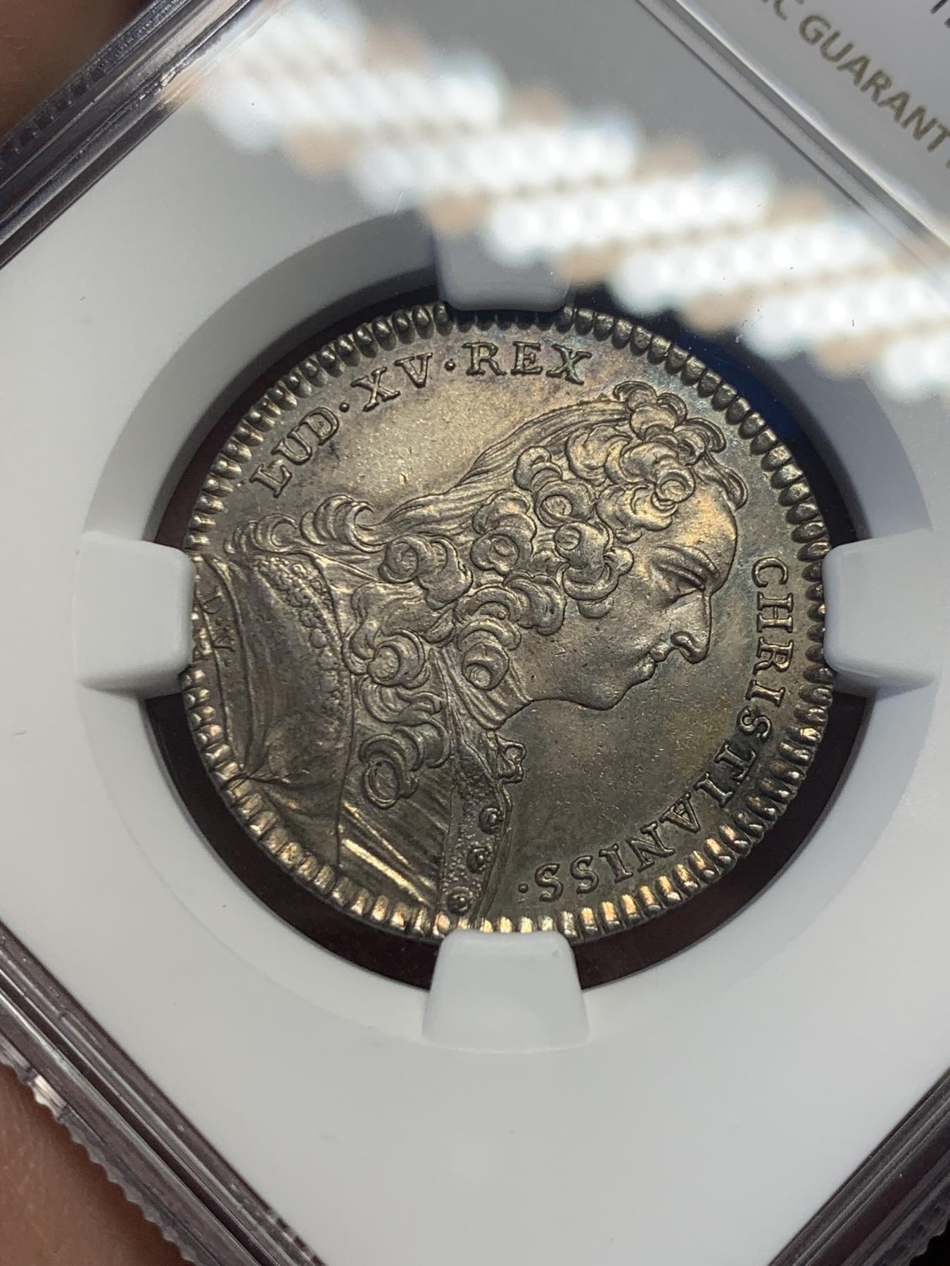 《竞宝斋》第271场-八角与章专场 周日，周一，周二  3场连拍 （全场包邮） NGC-UNCD 法国1739年路易十五皇家宝藏银质代币