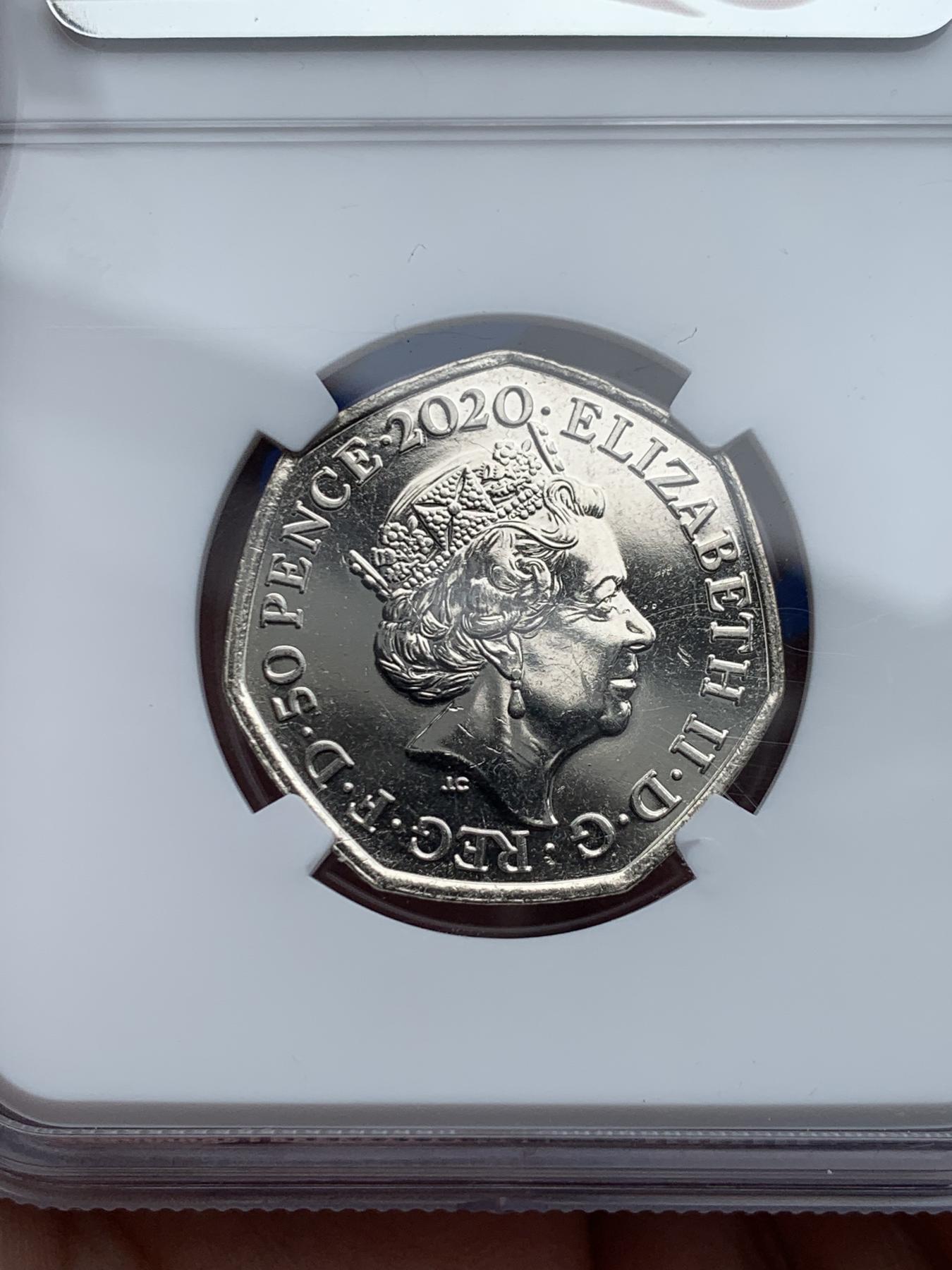 《竞宝斋》第270场- 周日，周一，周二  3场连拍 （全场包邮） NGC MS64 英国 2020年 脱欧 50便士