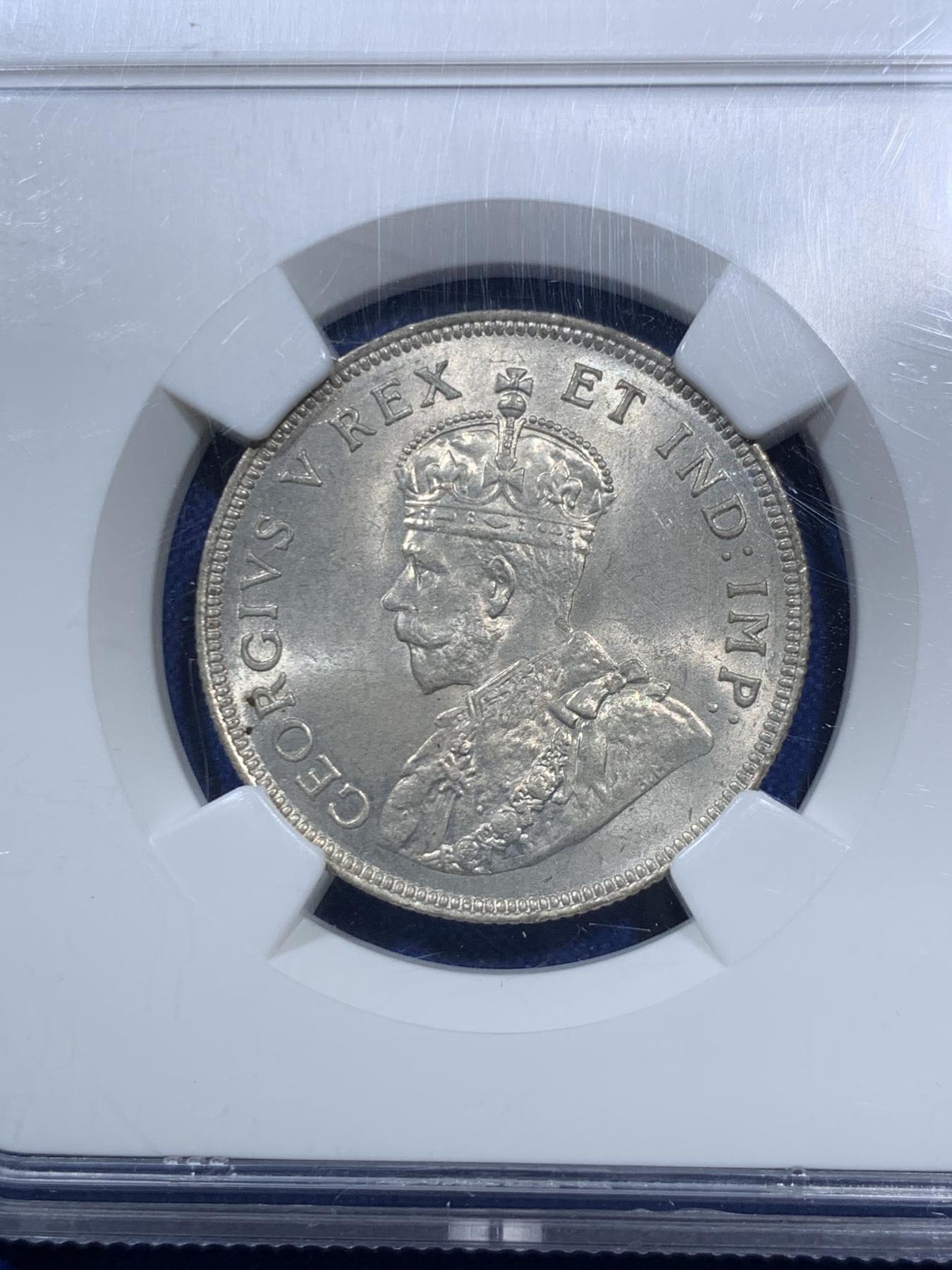 《竞宝斋》第270场- 周日，周一，周二  3场连拍 （全场包邮） NGC MS63 英属东非1925年乔治五世1先令银币 狮子打制的栩栩如生