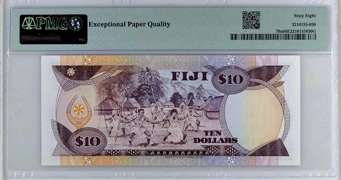 【Blue Auction】✨世界纸币精拍第479期【精】 【B/1首发冠 无47 冠军分】斐济 1980年10元 女王 PMG68EPQ 超高分