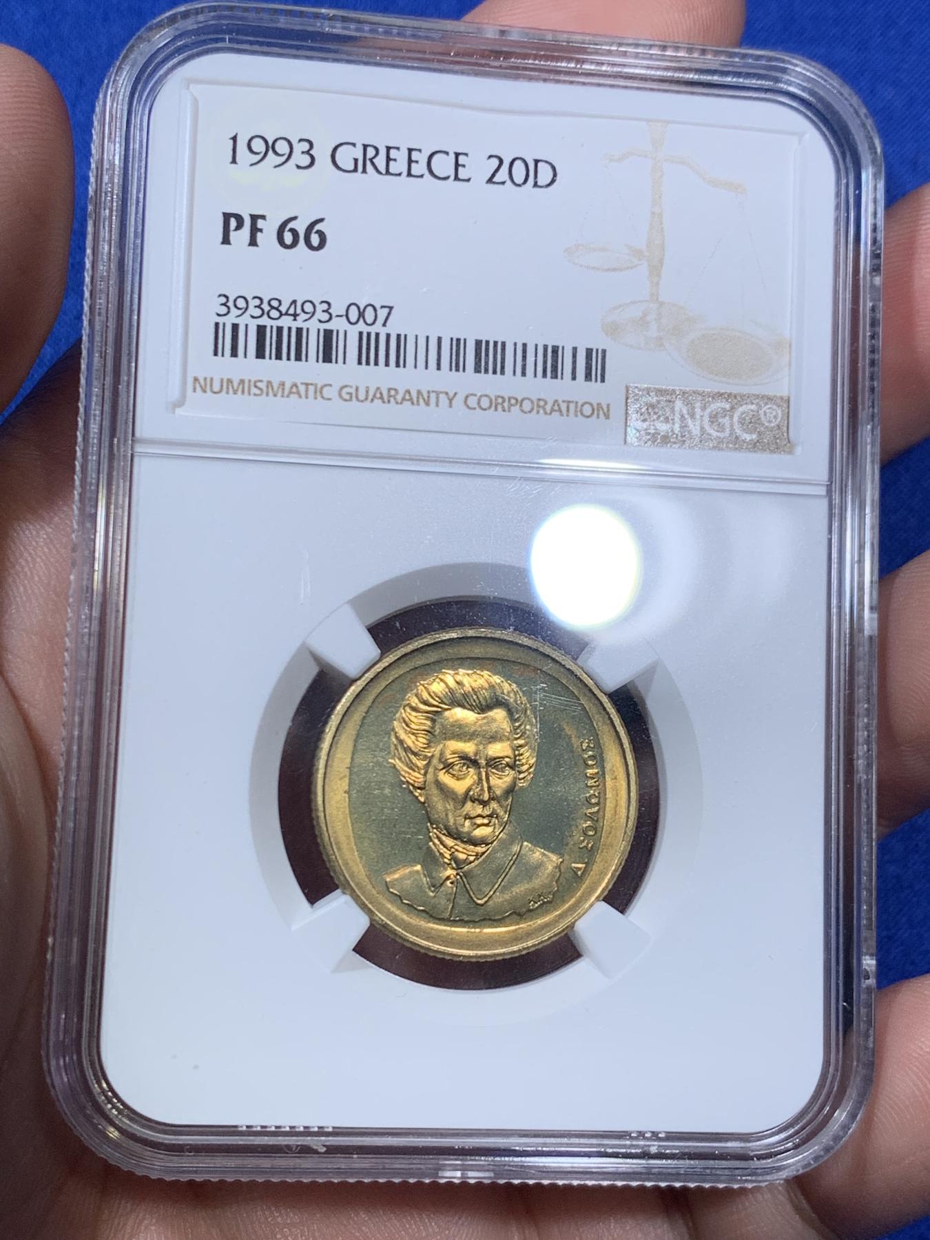 《竞宝斋》第270场- 周日，周一，周二  3场连拍 （全场包邮） 7枚一组 NGC 希腊1993年历史人物精制套币，此套是唯一精制年份，较少见，且装祯册多为养化较重，此套精选送评，高分不易。