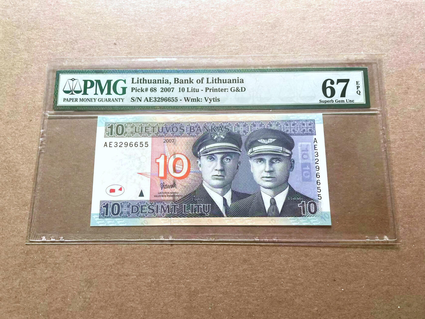 【Blue Auction】✨世界纸币精拍第479期【精】 【无47】立陶宛 2007年10立特  PMG67EPQ 高分