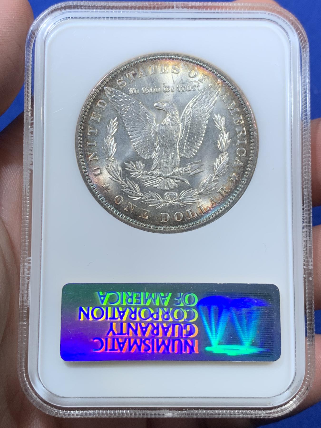 《竞宝斋》第270场- 周日，周一，周二  3场连拍 （全场包邮） NGC MS65 美国 1887年 摩根银币 环彩 状态好