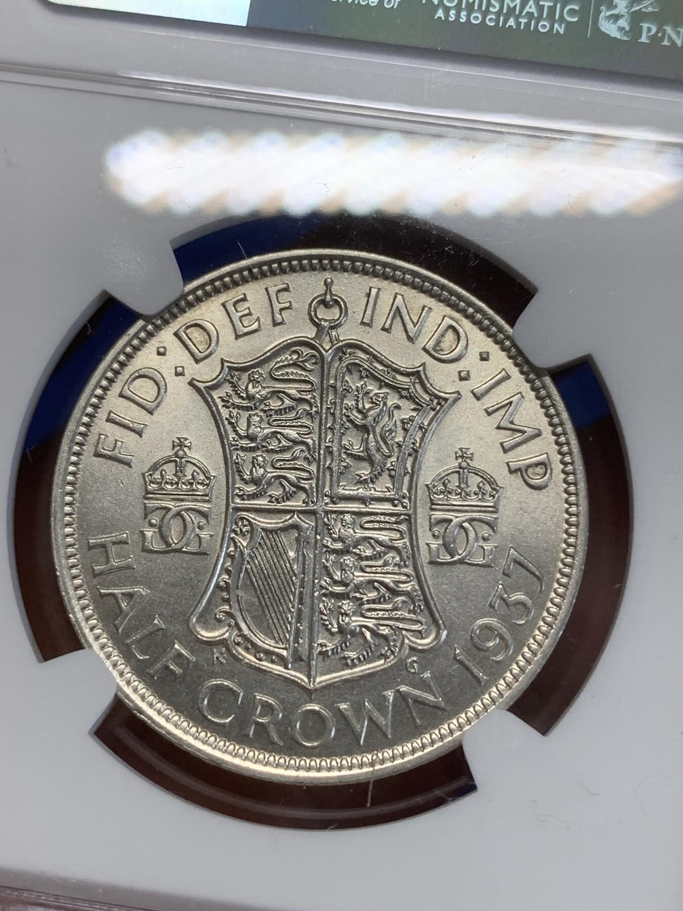 《竞宝斋》第270场- 周日，周一，周二  3场连拍 （全场包邮） NGC UNCD 英国1937年乔治六世半克朗银币