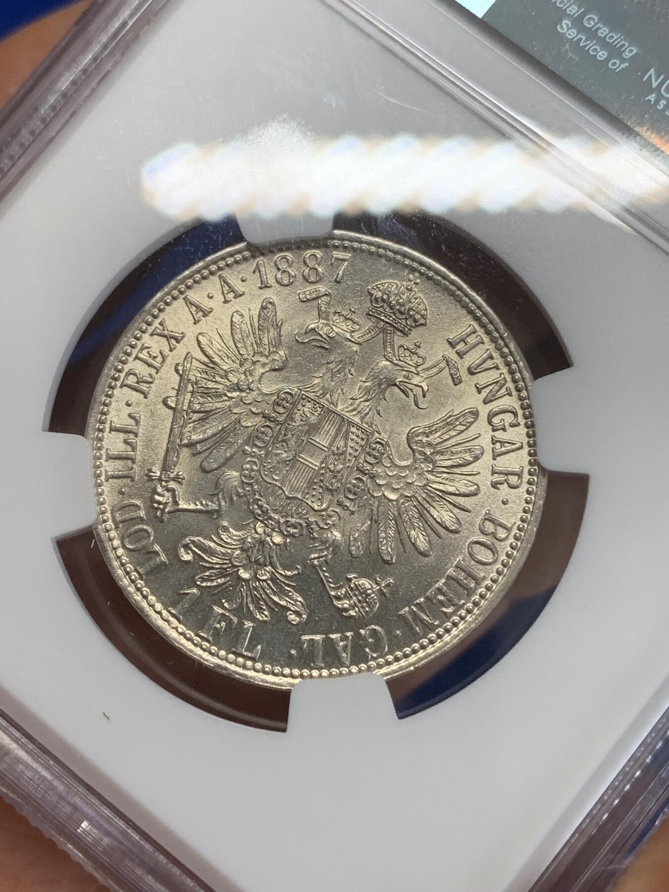 《竞宝斋》第270场- 周日，周一，周二  3场连拍 （全场包邮） NGC UNCD 奥地利1887年佛罗林银币