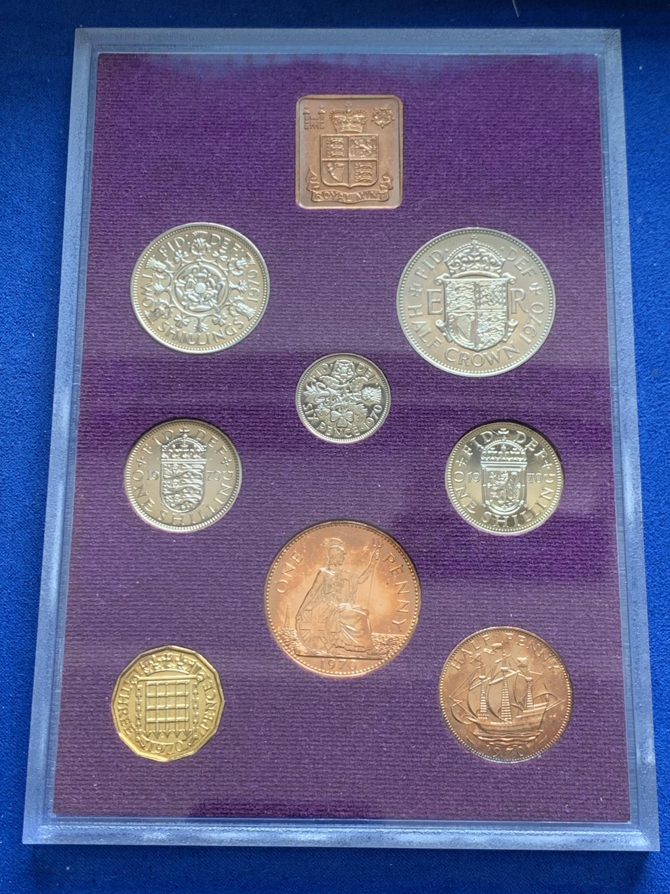 《竞宝斋》第270场- 周日，周一，周二  3场连拍 （全场包邮） 英国伊丽莎白二世1970年精致套币 币制改革前最后一套精制币 盒证齐全