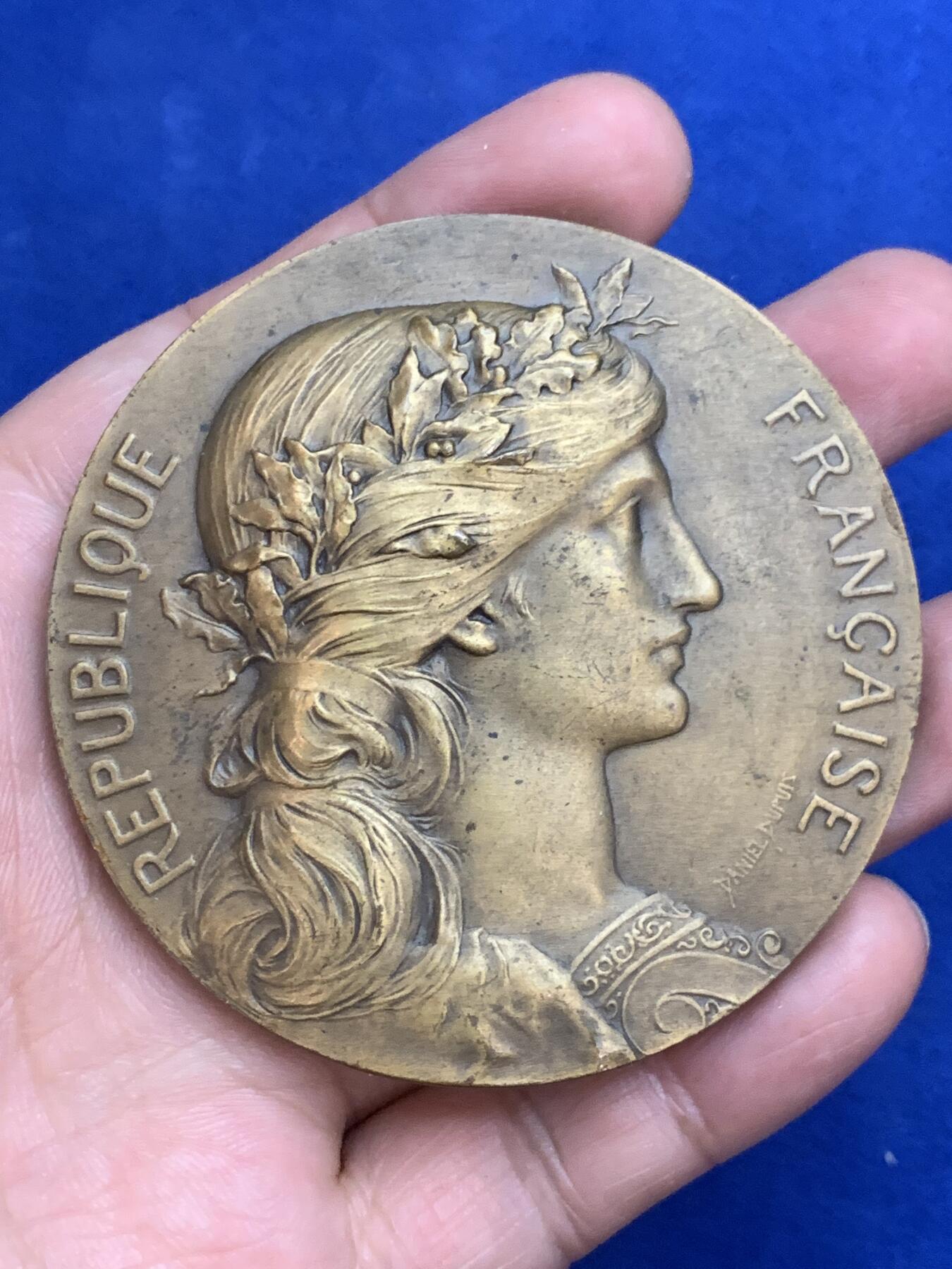 《竞宝斋》第271场-八角与章专场 周日，周一，周二  3场连拍 （全场包邮） 法国 联合商会 玛丽安娜 大铜章 153.55克 68.7mm 丰饶角边铭