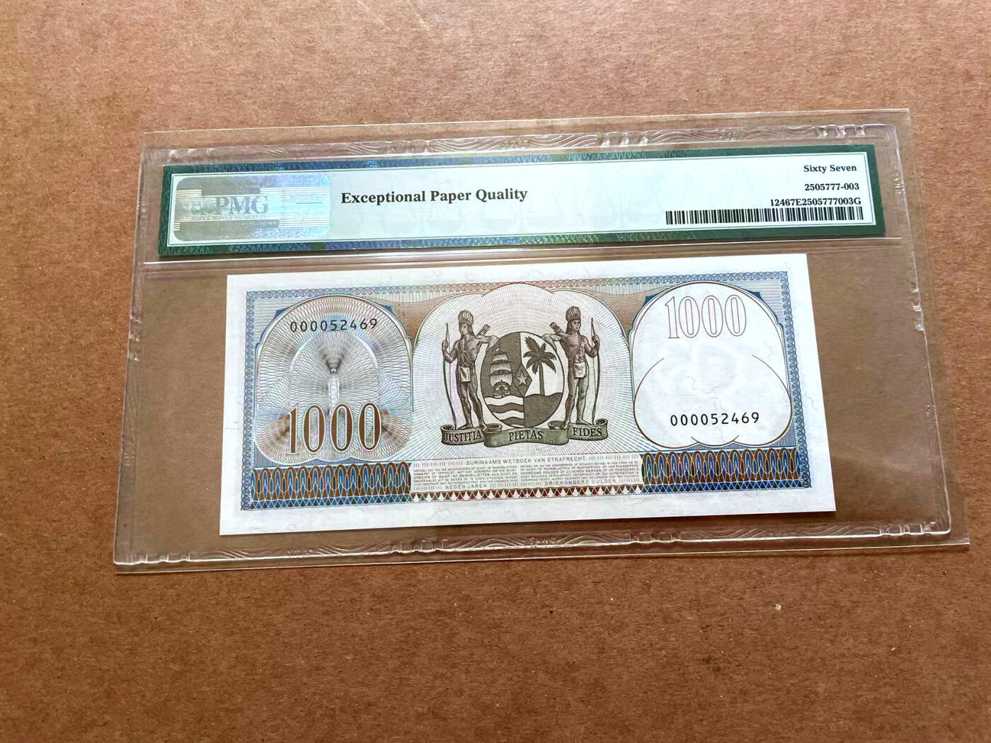 【Blue Auction】✨世界纸币精拍第479期【精】 苏里南 1963年1000盾 PMG67EPQ 高分