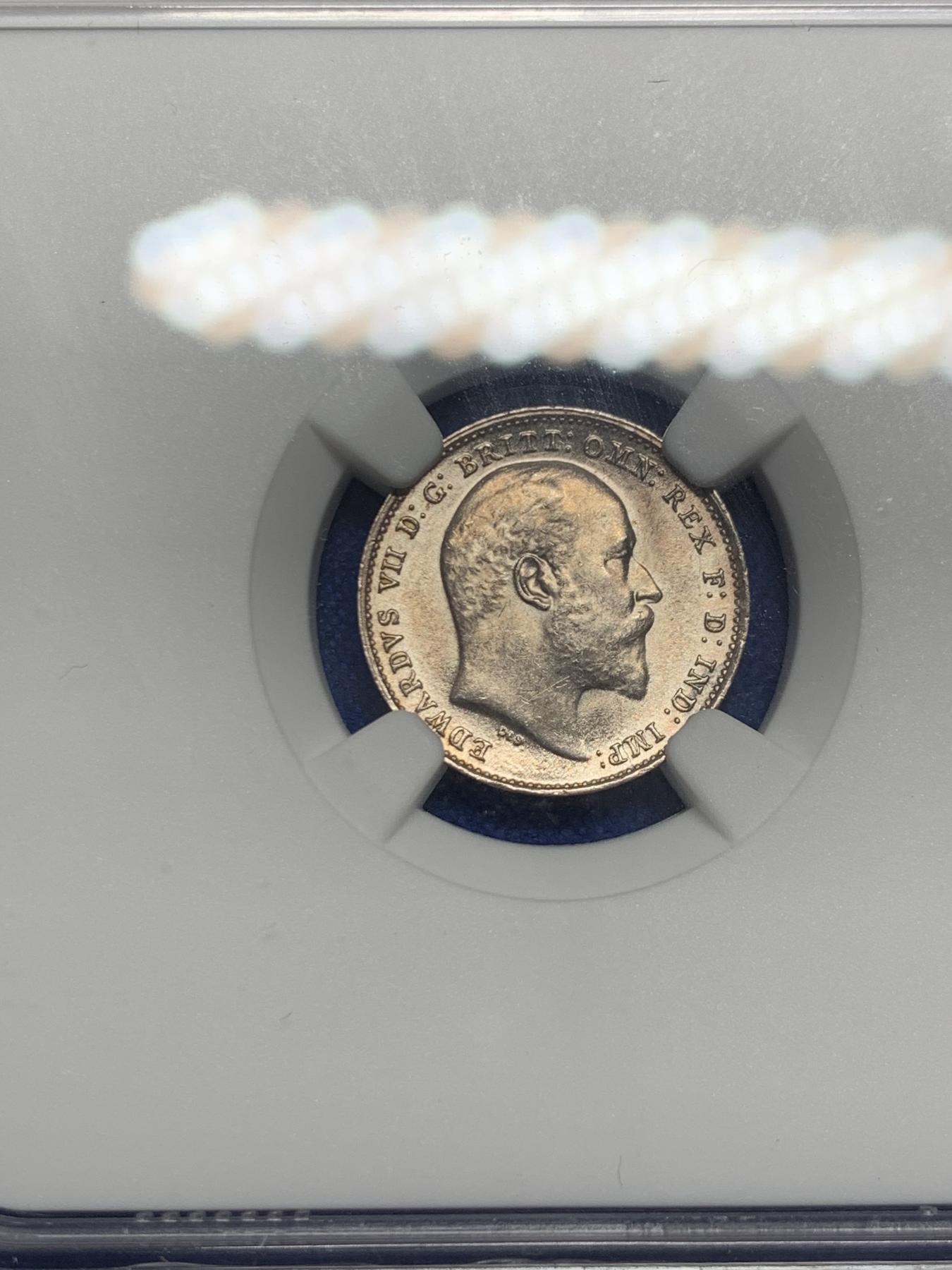 《竞宝斋》第270场- 周日，周一，周二  3场连拍 （全场包邮） NGC MS64 英国1902年爱德华七世3便士银币