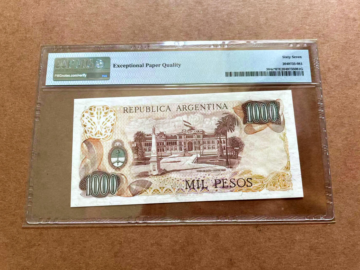 【Blue Auction】✨世界纸币精拍第479期【精】 【补号】阿根廷 1976-83年1000比索  PMG67EPQ 高分