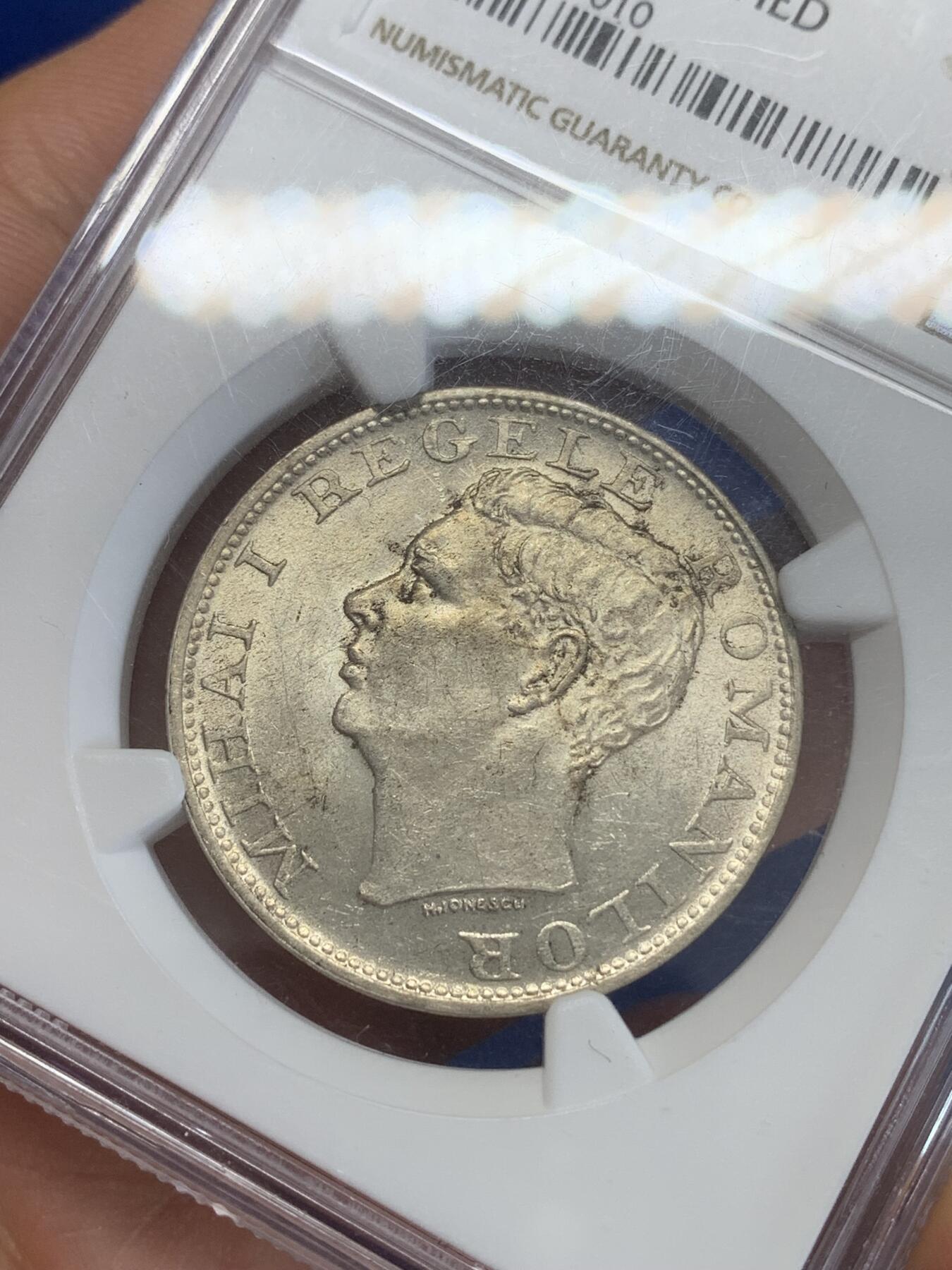 《竞宝斋》第270场- 周日，周一，周二  3场连拍 （全场包邮） NGC UNC 罗马尼亚1944年500列伊大银币