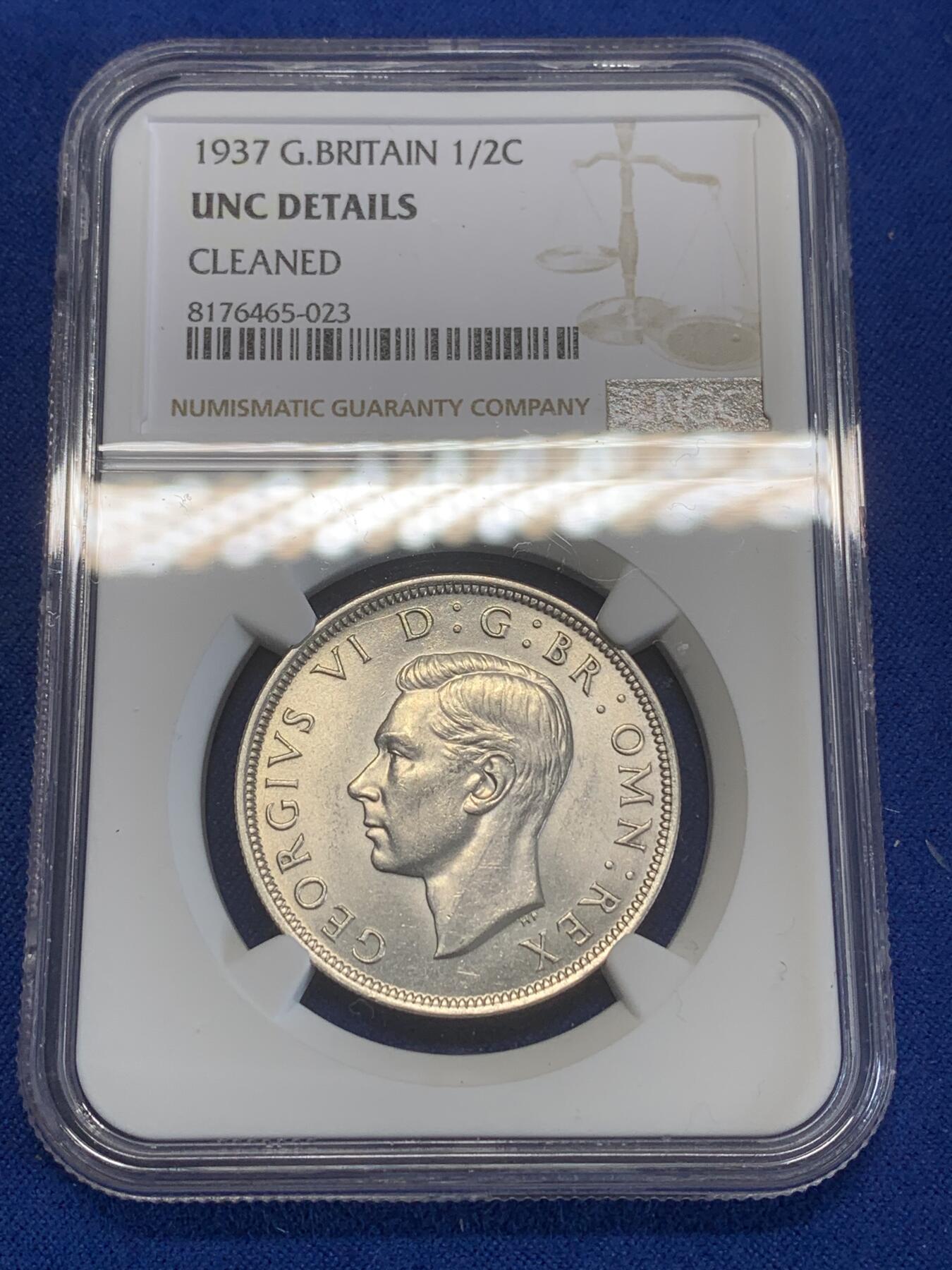 《竞宝斋》第270场- 周日，周一，周二  3场连拍 （全场包邮） NGC UNCD 英国1937年乔治六世半克朗银币