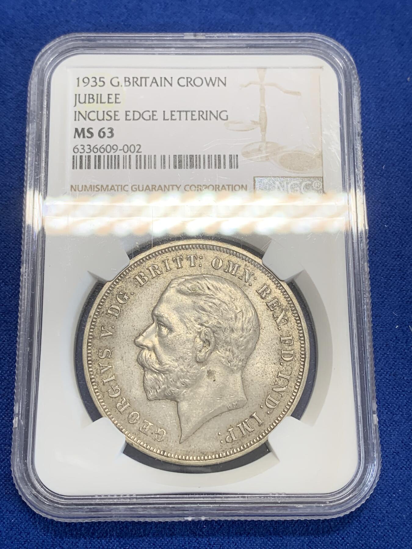 《竞宝斋》第270场- 周日，周一，周二  3场连拍 （全场包邮） NGC MS63 英国 1935年 乔治五世木马剑1克朗银币 原味老包浆