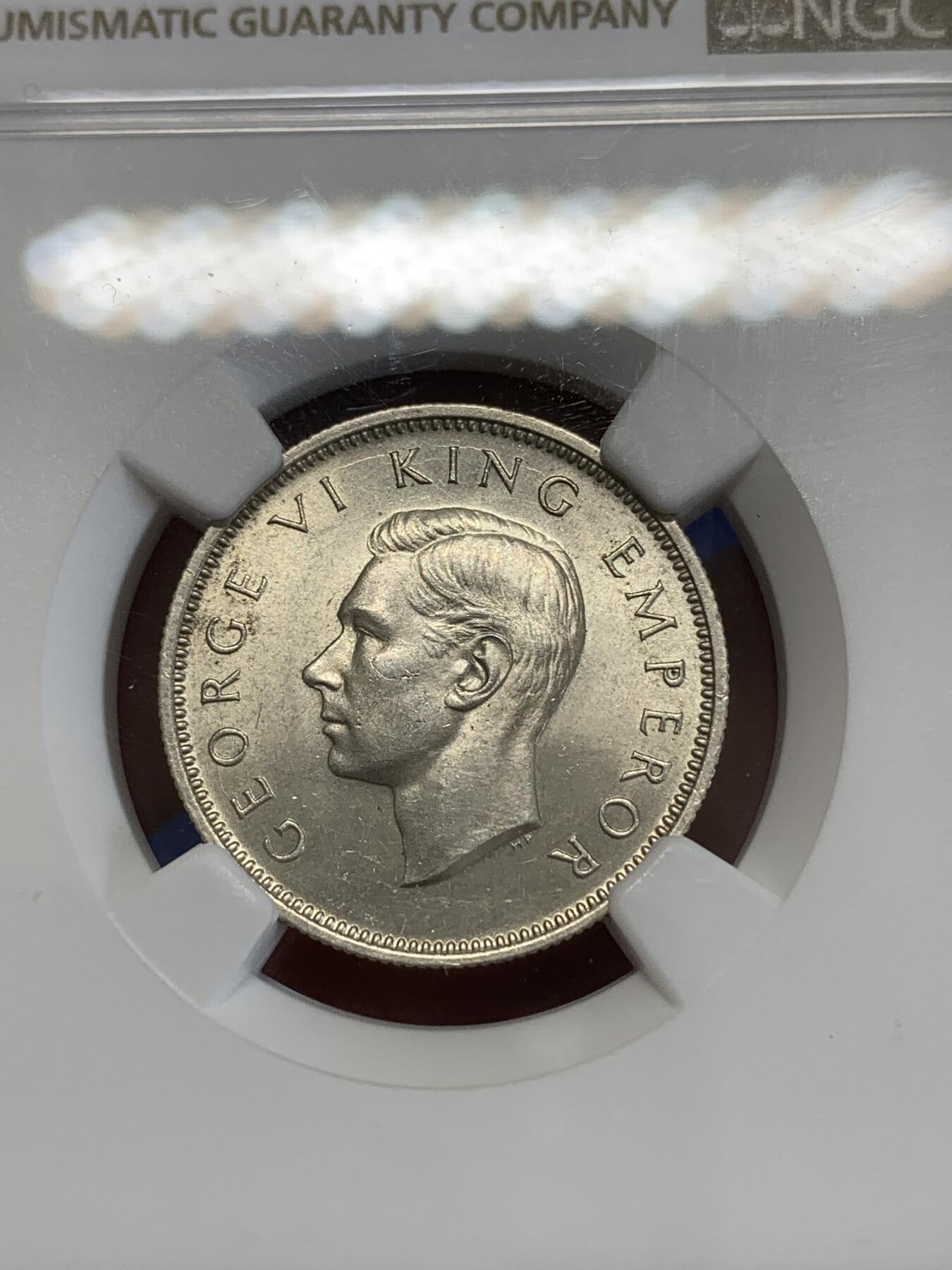 《竞宝斋》第270场- 周日，周一，周二  3场连拍 （全场包邮） NGC UNCD英属新西兰1944年1先令银币