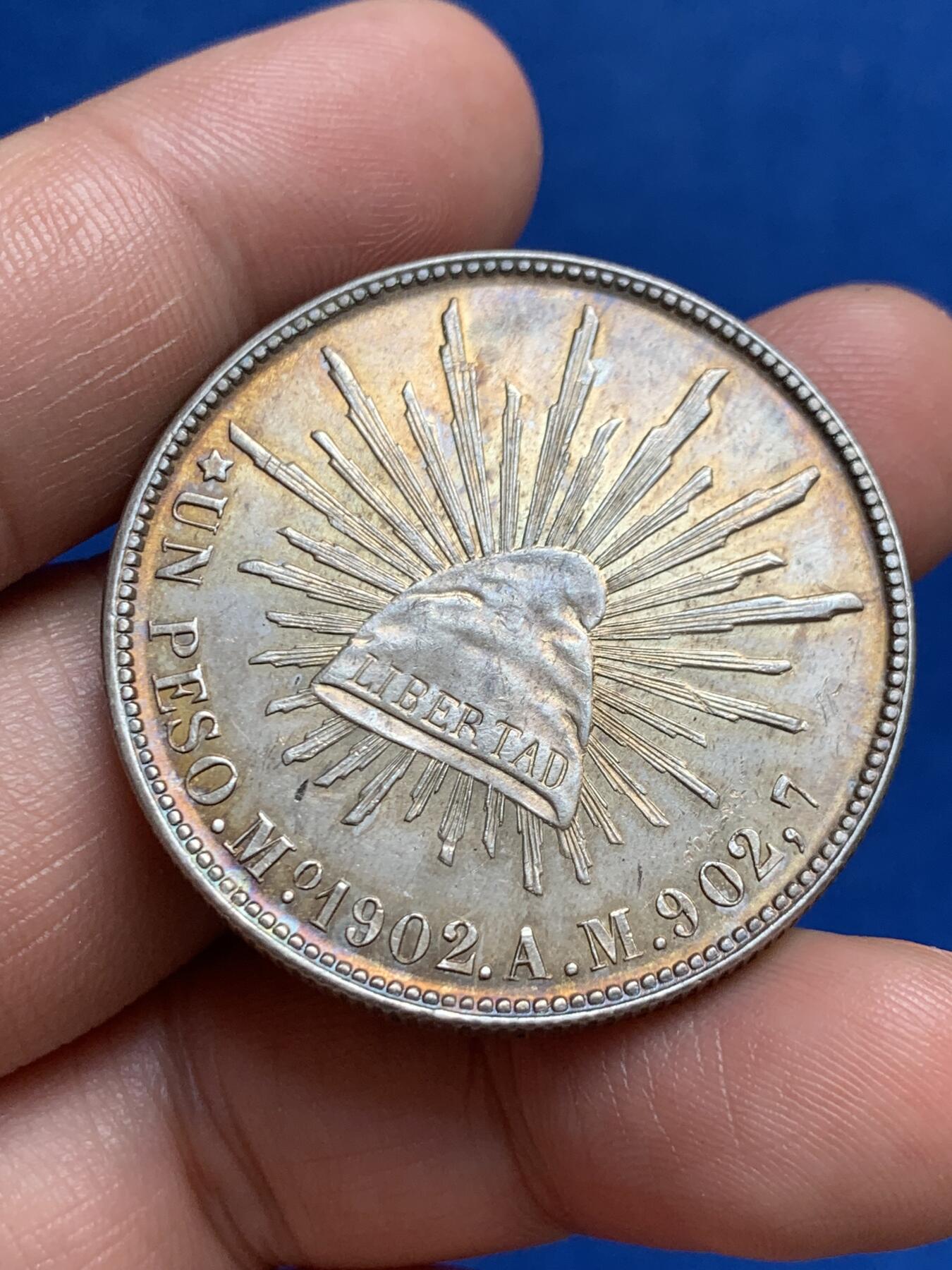 《竞宝斋》第270场- 周日，周一，周二  3场连拍 （全场包邮） 墨西哥1902直边鹰洋1比索大银币