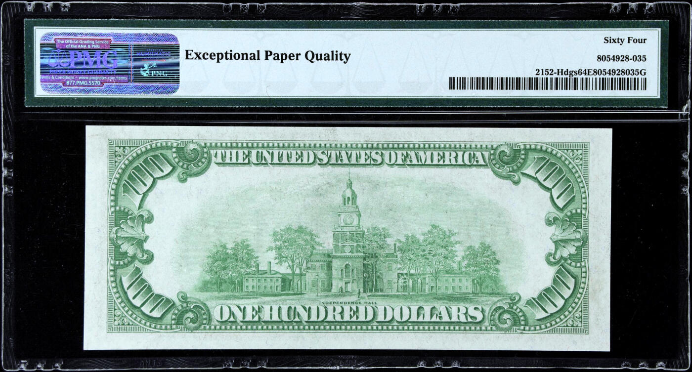 【Blue Auction】✨世界纸币精拍第479期【精】 【8区圣路易斯版较少见】美国 1934年100美金 PMG64EPQ 四角尖尖状态佳 很舒服的一张
