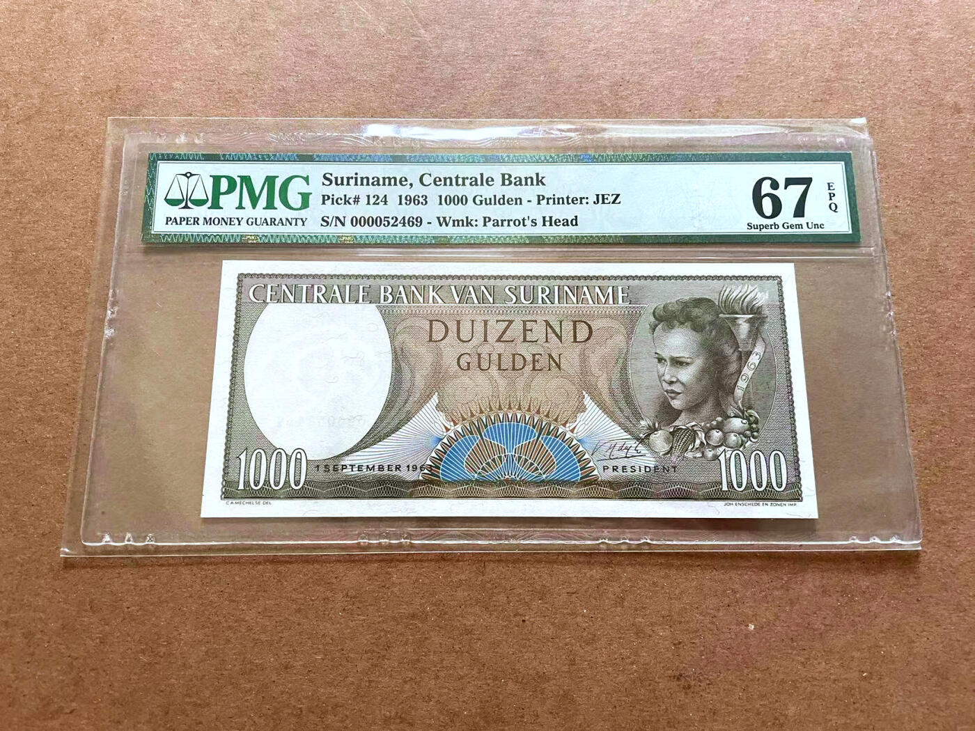 【Blue Auction】✨世界纸币精拍第479期【精】 苏里南 1963年1000盾 PMG67EPQ 高分
