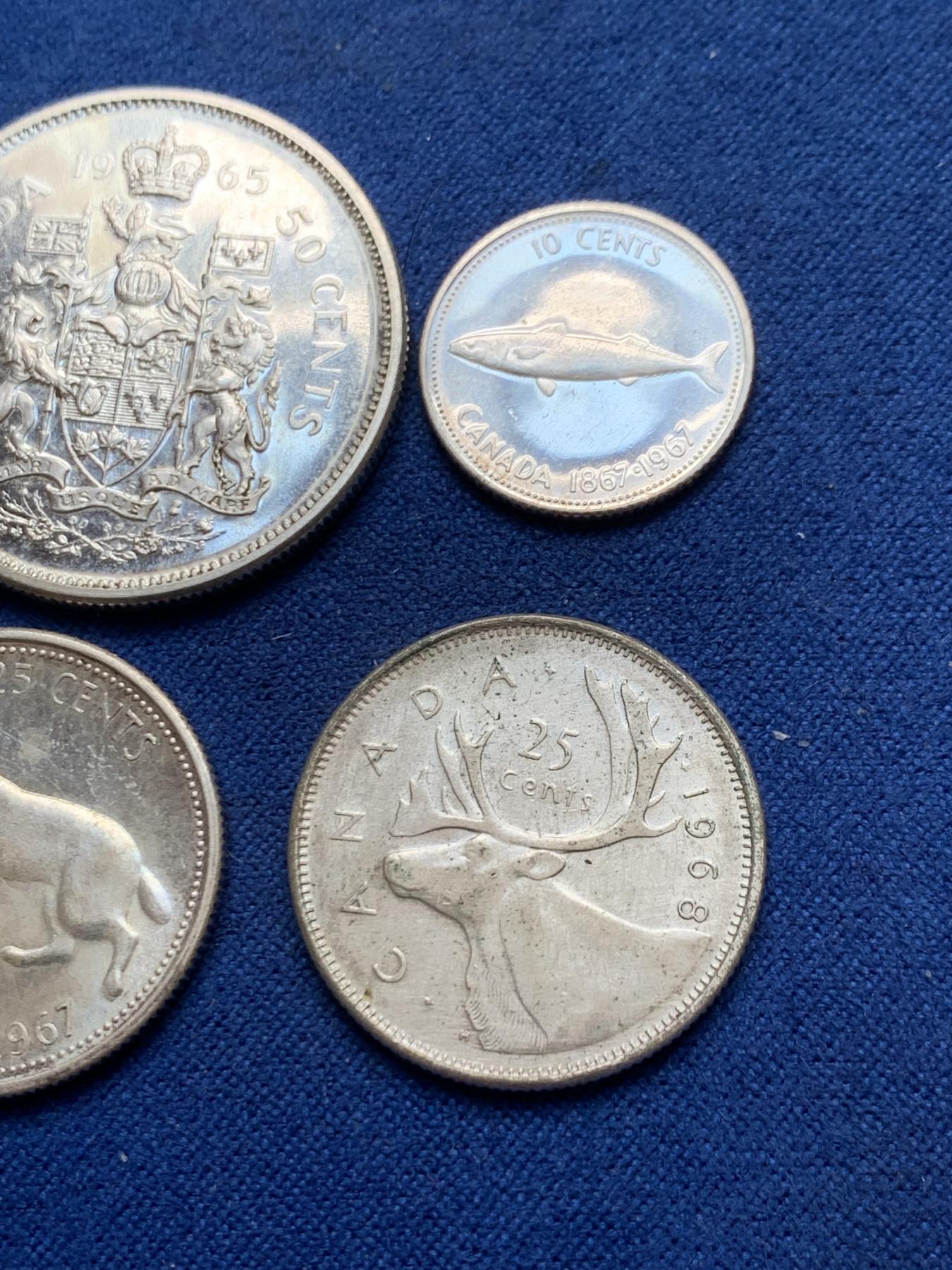 《竞宝斋》第270场- 周日，周一，周二  3场连拍 （全场包邮） 4枚一组 加拿大伊丽莎白二世50、25、25、10分银币