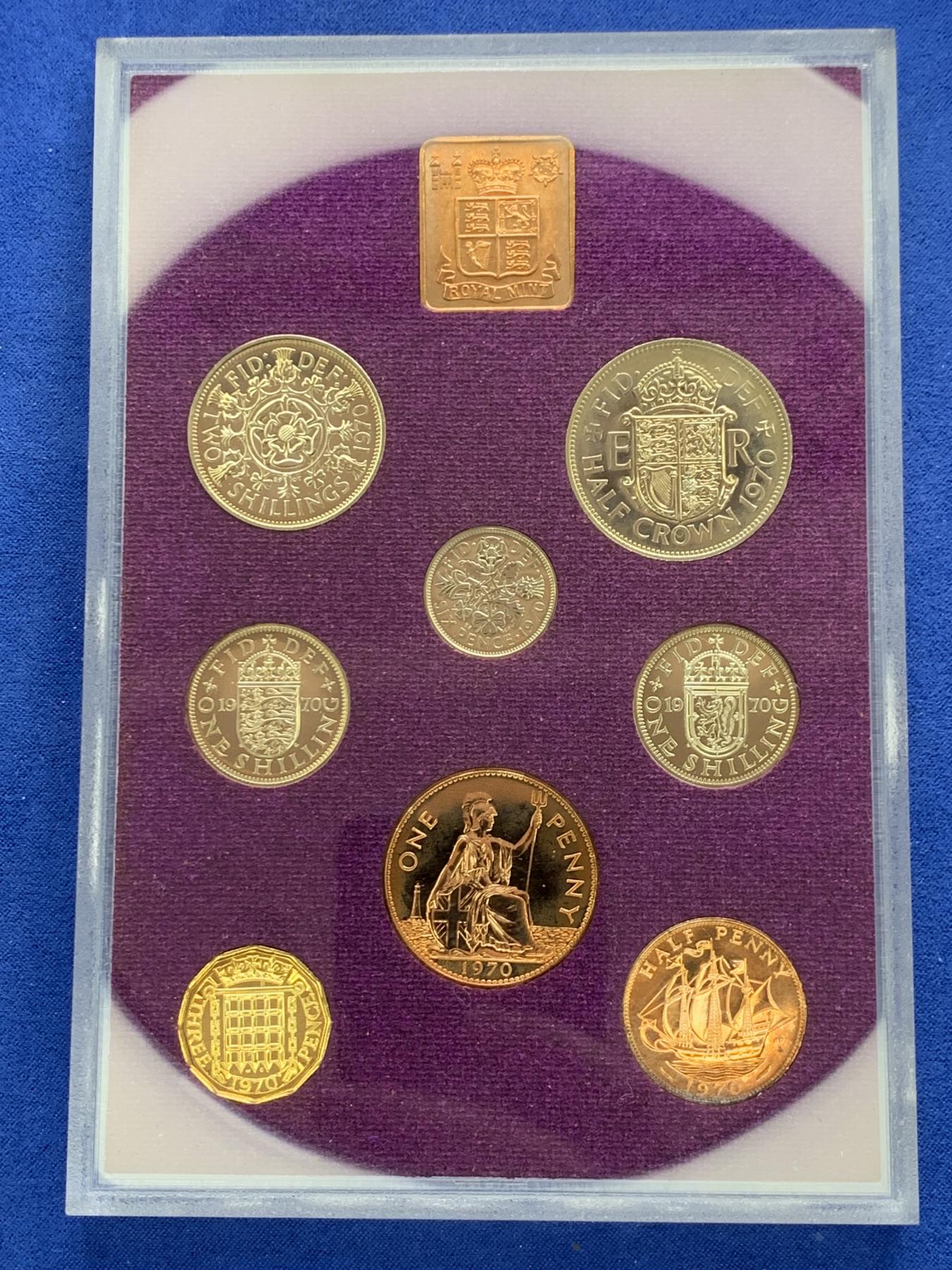 《竞宝斋》第270场- 周日，周一，周二  3场连拍 （全场包邮） 英国伊丽莎白二世1970年精致套币 币制改革前最后一套精制币 盒证齐全