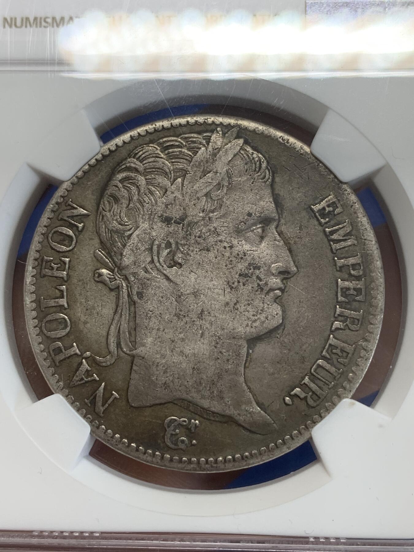 《竞宝斋》第270场- 周日，周一，周二  3场连拍 （全场包邮） NGC XF40 法国1811拿破仑一世5法郎银币