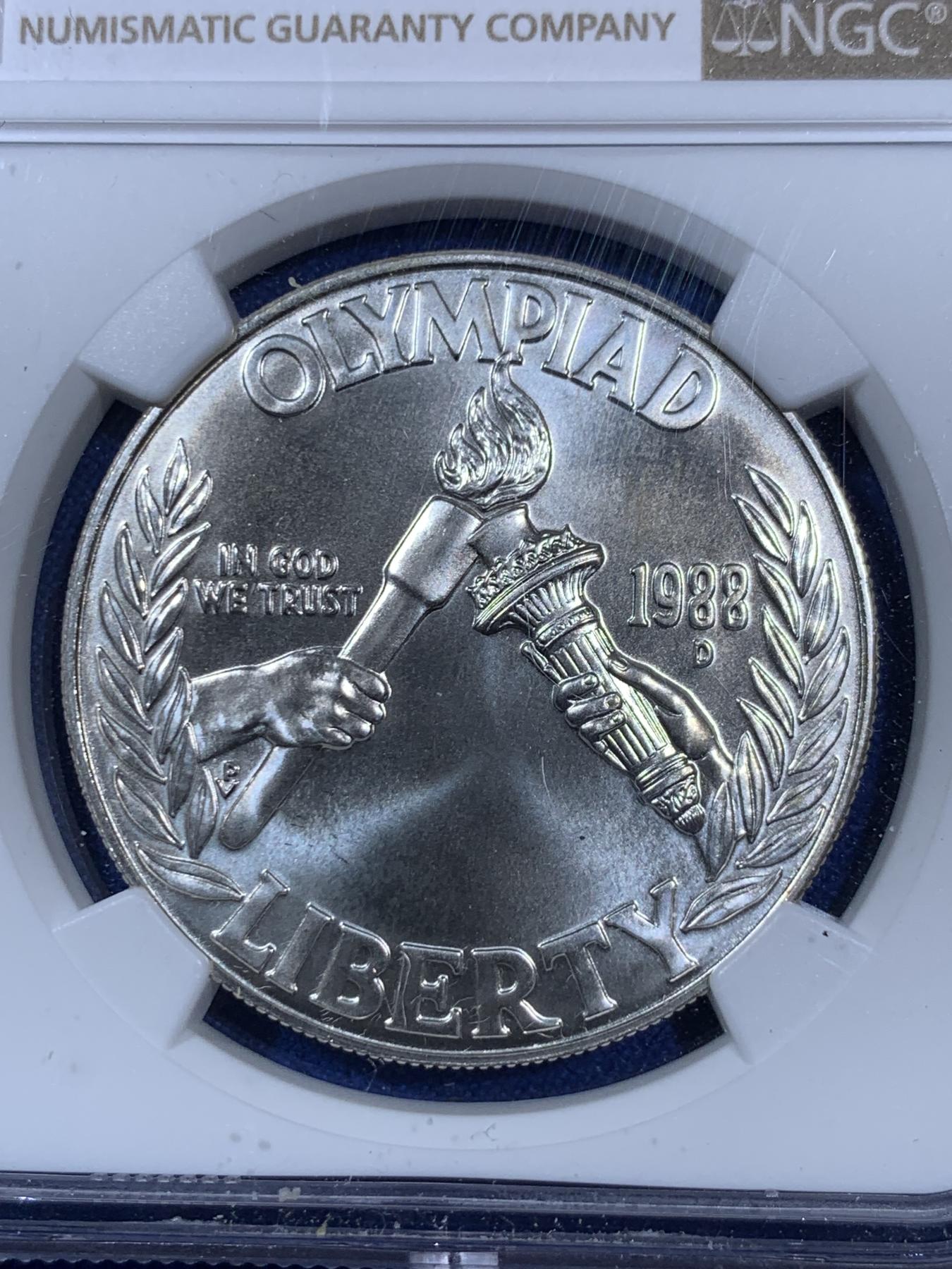 《竞宝斋》第270场- 周日，周一，周二  3场连拍 （全场包邮） NGC MS69 美国1988年D版奥运1美元大银币