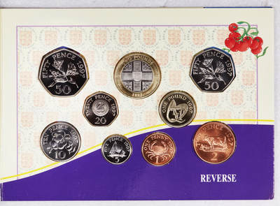 S&S Numismatic世界钱币-拍卖 第83期 - 英属格恩西岛1997年 女皇高冠版 9枚套币官方卡币  只发行1年，非常稀少
