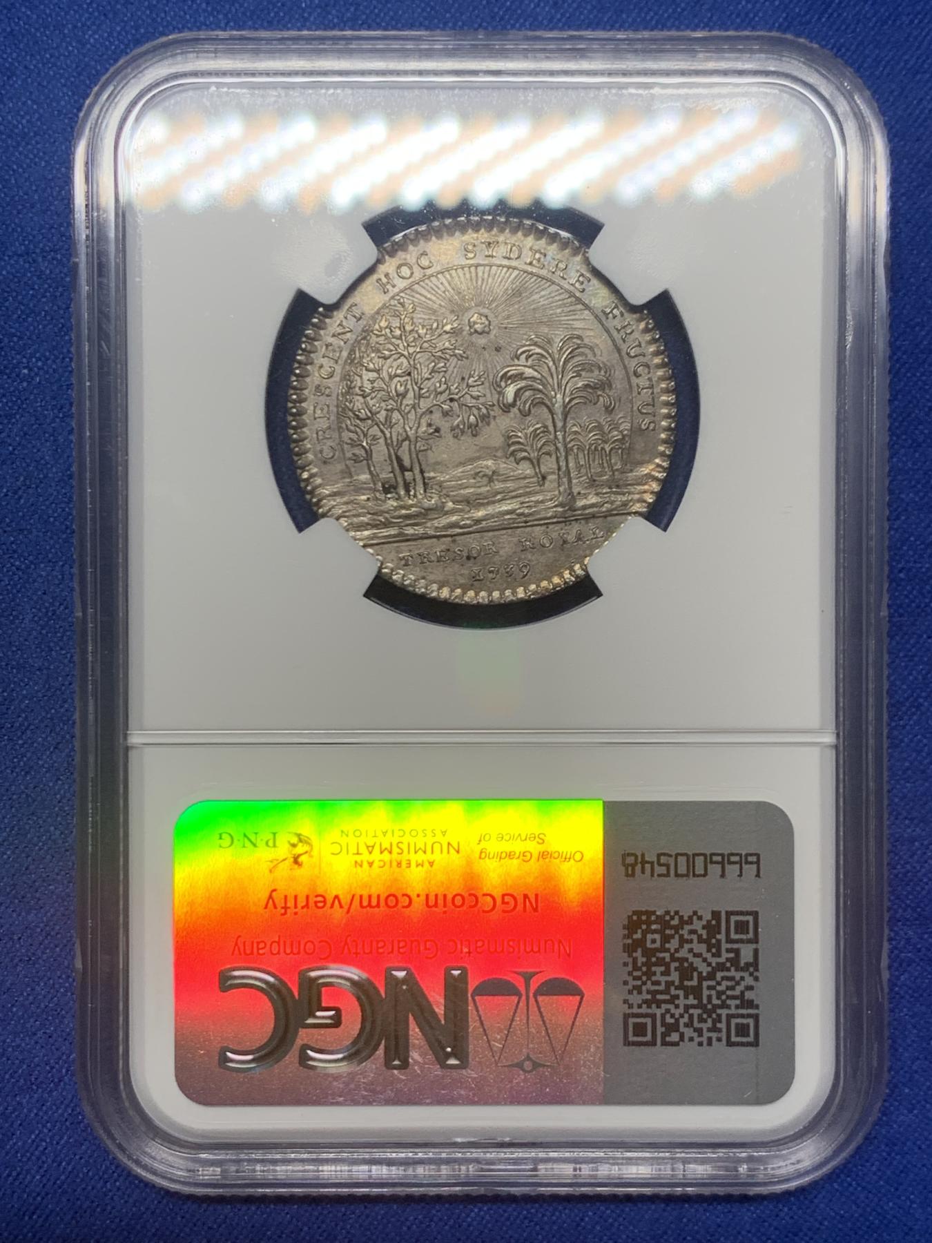 《竞宝斋》第271场-八角与章专场 周日，周一，周二  3场连拍 （全场包邮） NGC-UNCD 法国1739年路易十五皇家宝藏银质代币